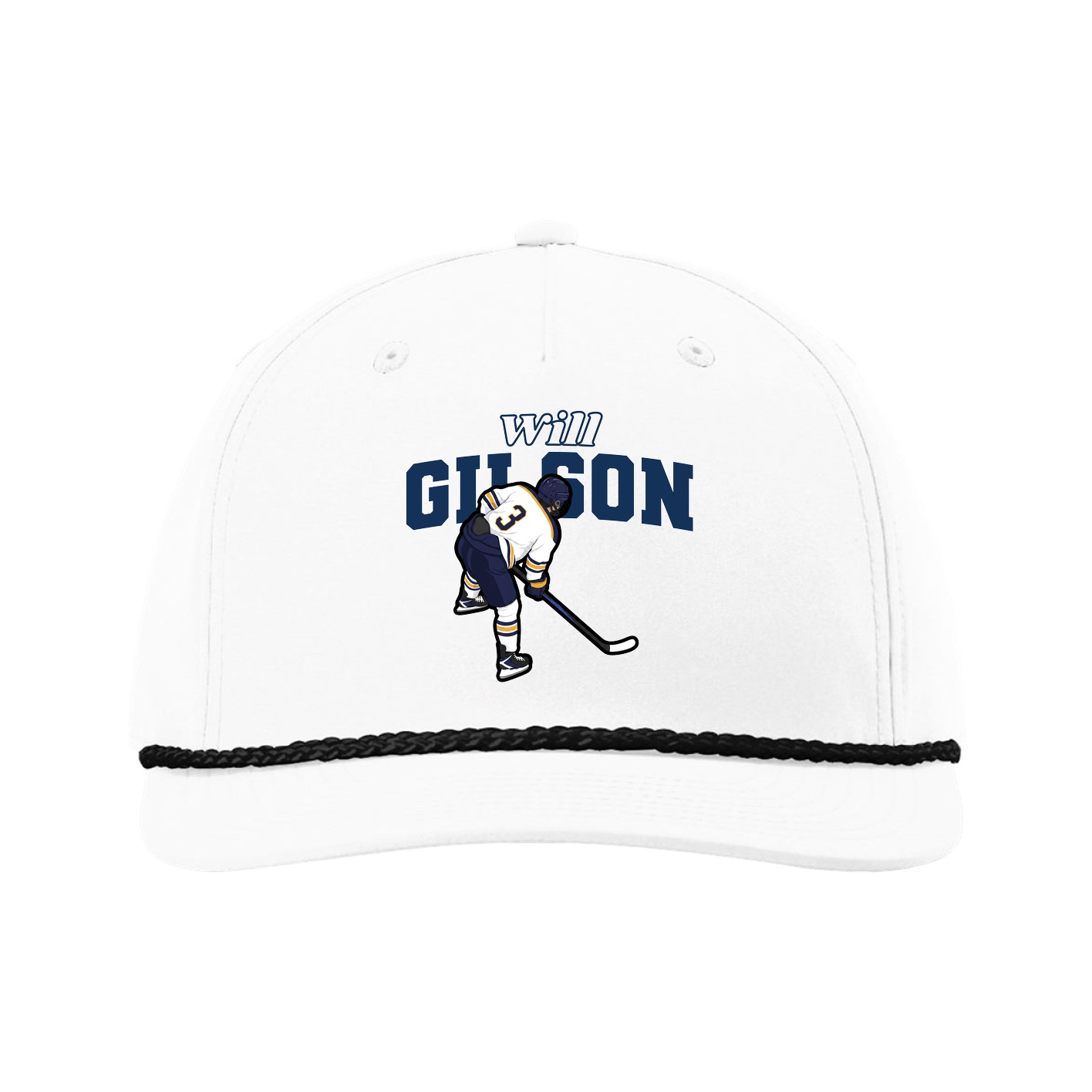Five-Panel Classic Rope Cap — Name Arch in White