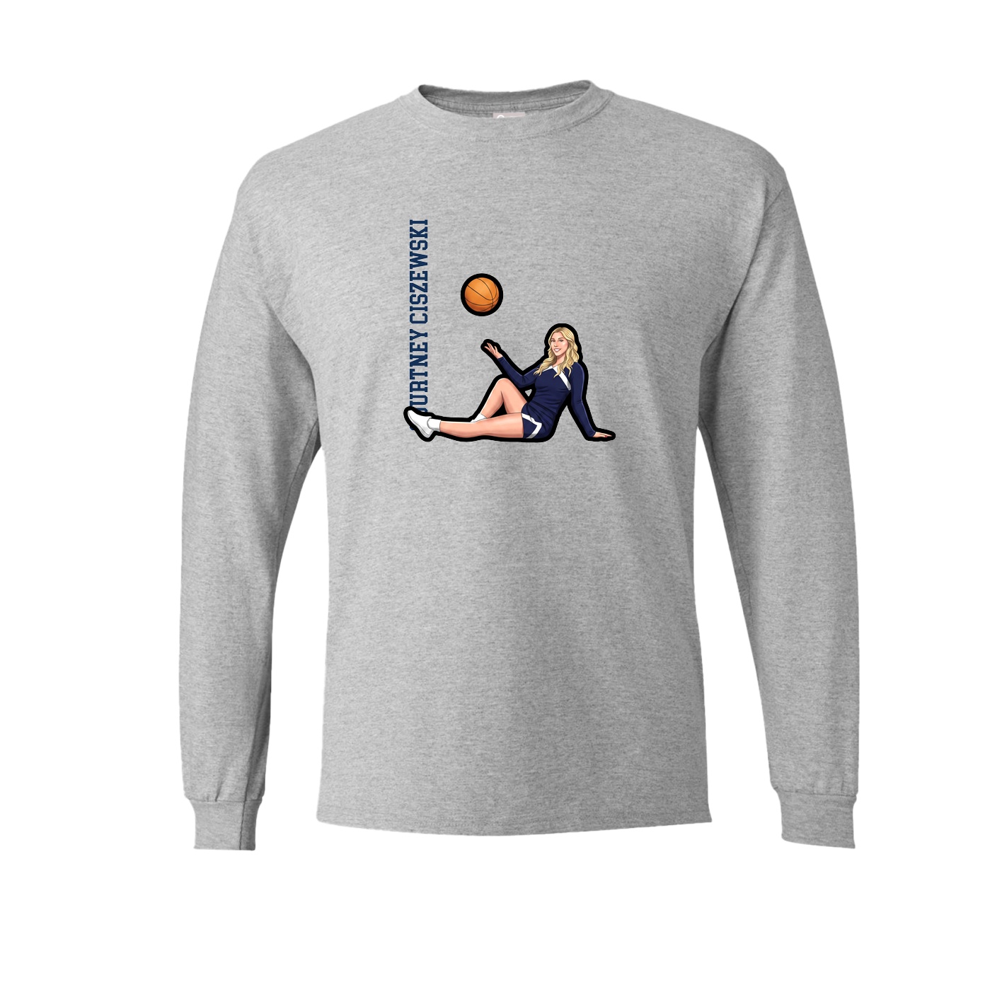 Long Sleeve Tee — Name Vertical in Grey