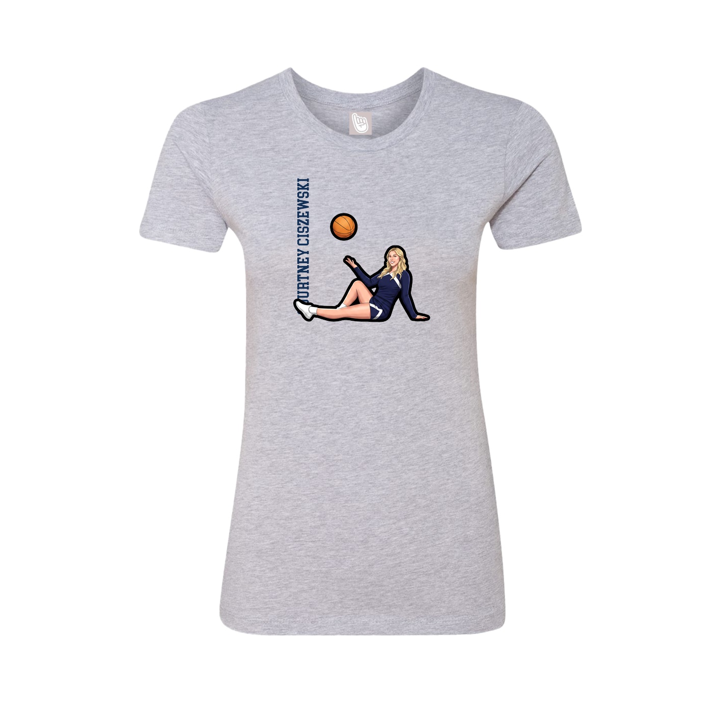 Fitted Women's Tee — Name Vertical in Grey