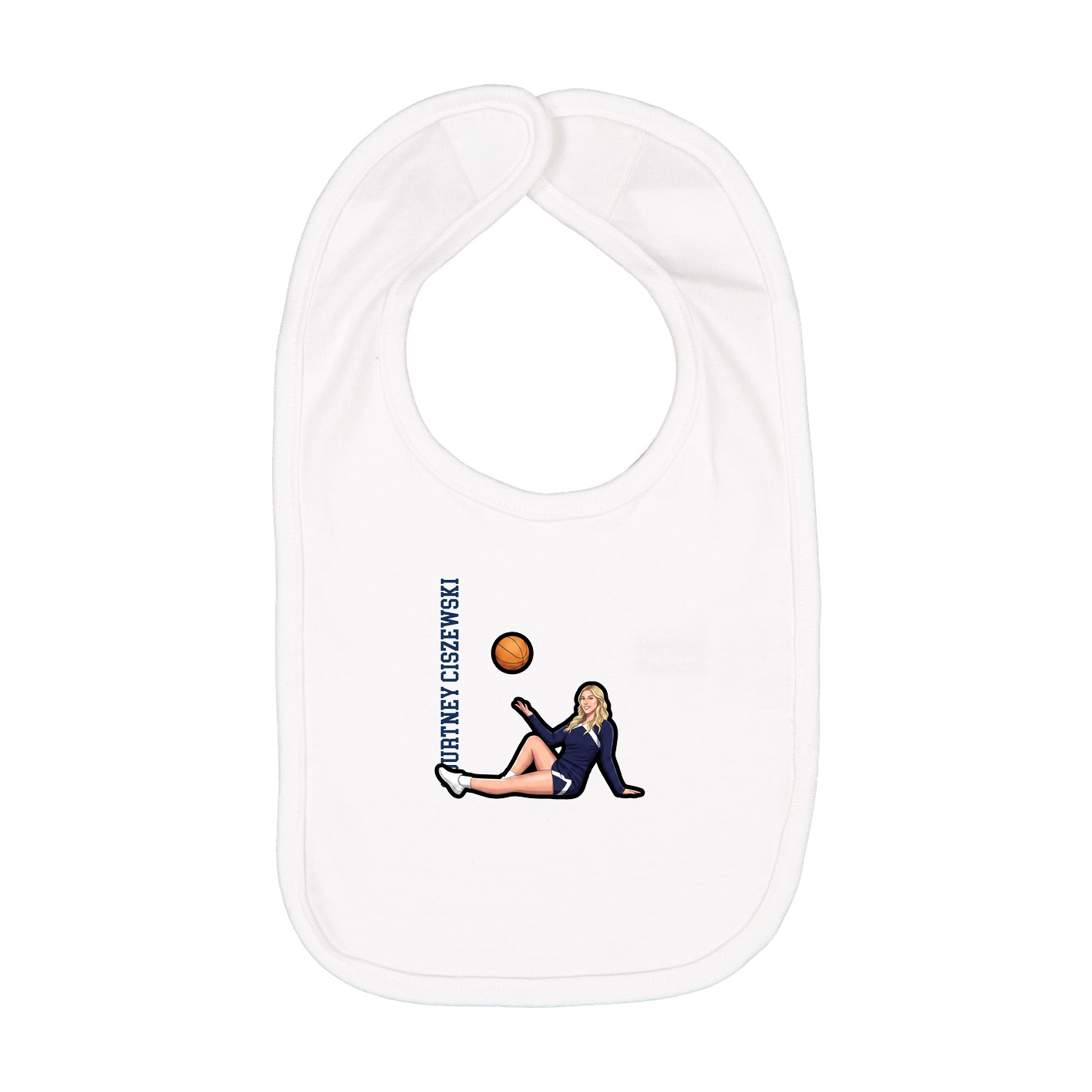 Infant Bib — Name Vertical in White