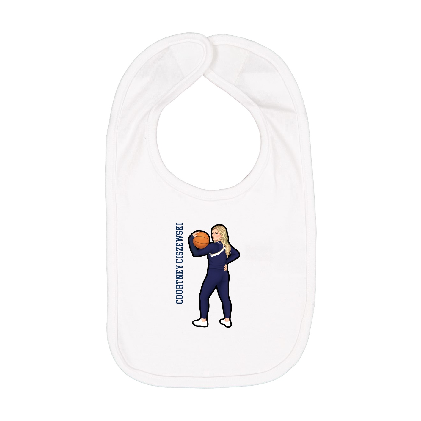 Infant Bib — Name Vertical in White