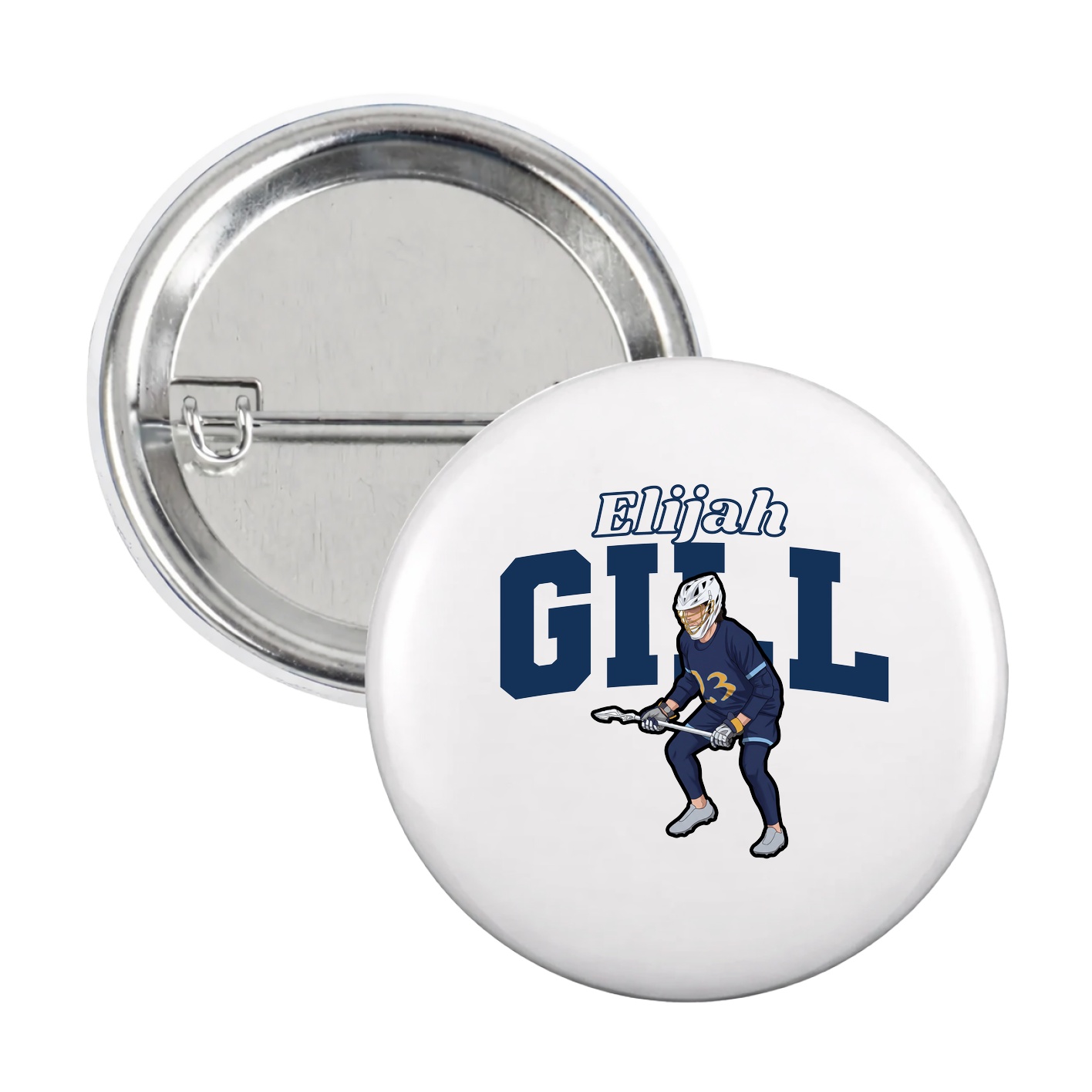 Game Day Button — Name Arch in White