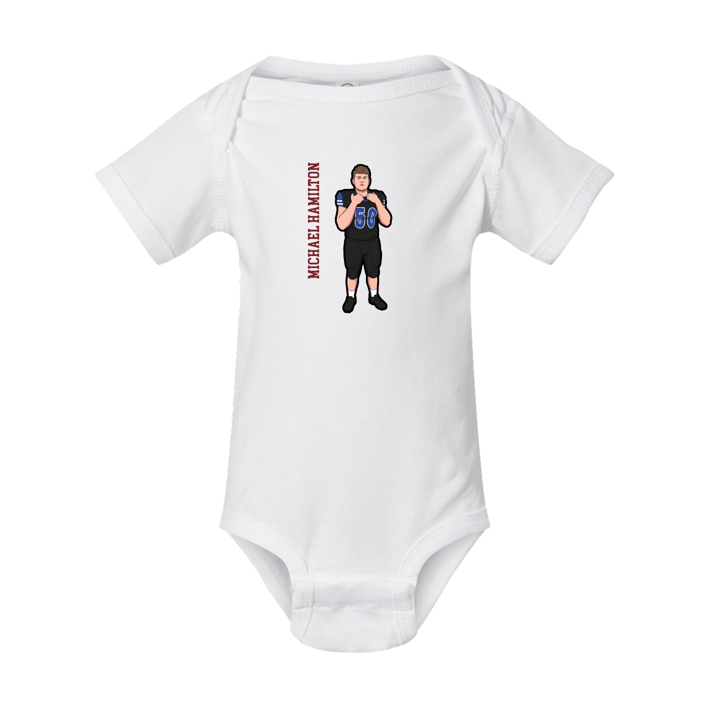 Baby Onesie — Name Vertical in White