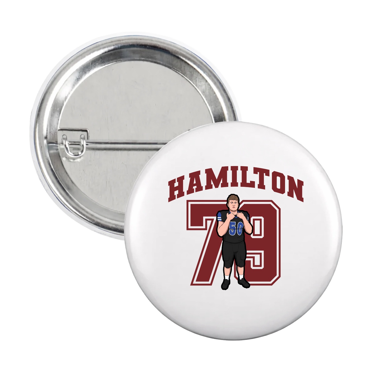 Game Day Button — Number in White