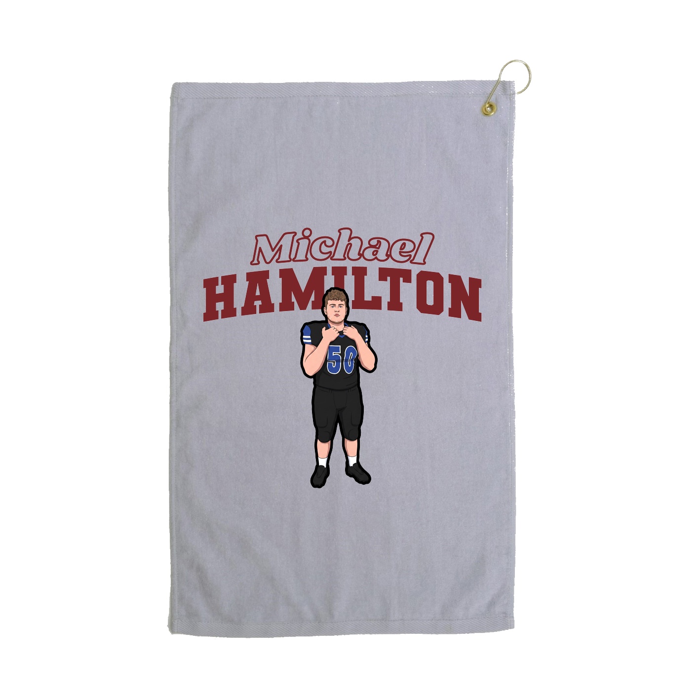 Golf Towel — Name Arch in Grey