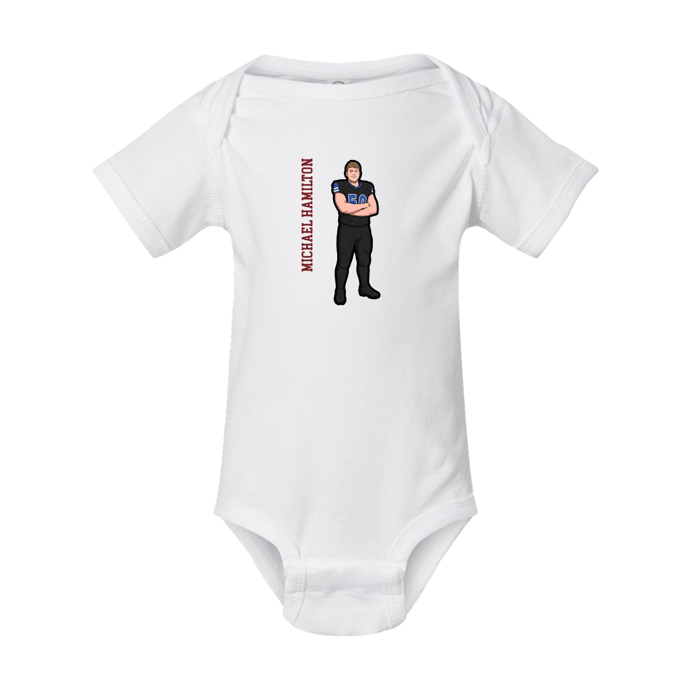 Baby Onesie — Name Vertical in White