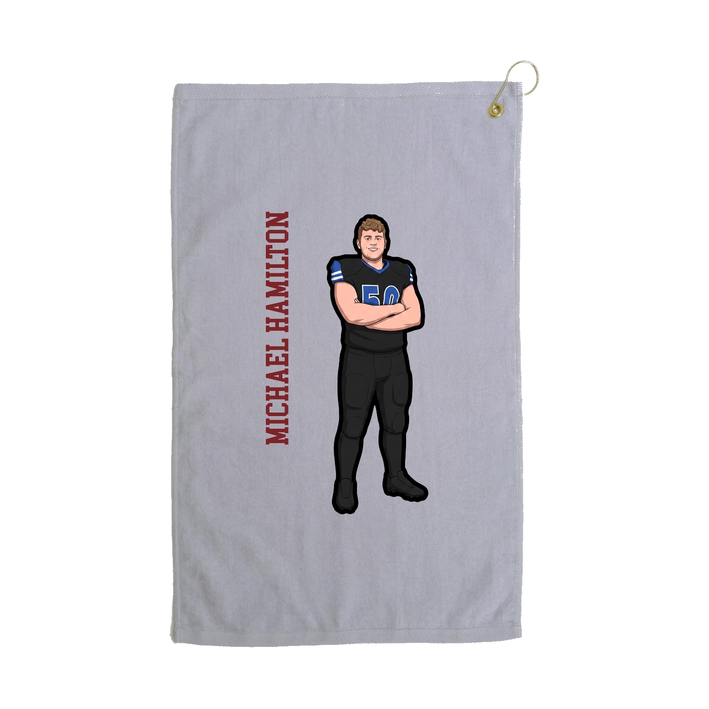 Golf Towel — Name Vertical in Grey