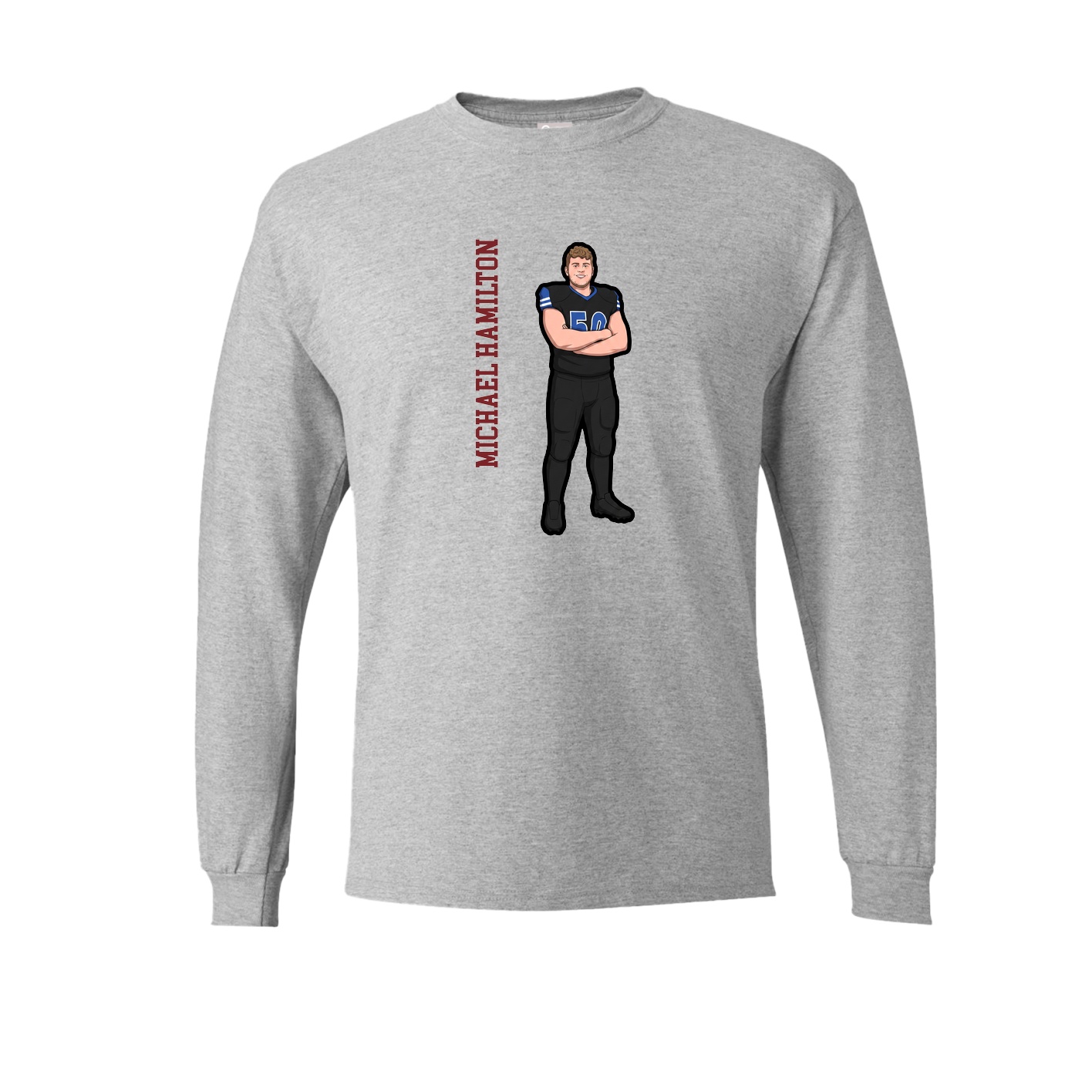 Long Sleeve Tee — Name Vertical in Grey