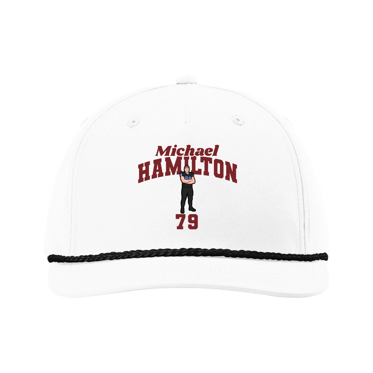 Five-Panel Classic Rope Cap — Signature Arch in White