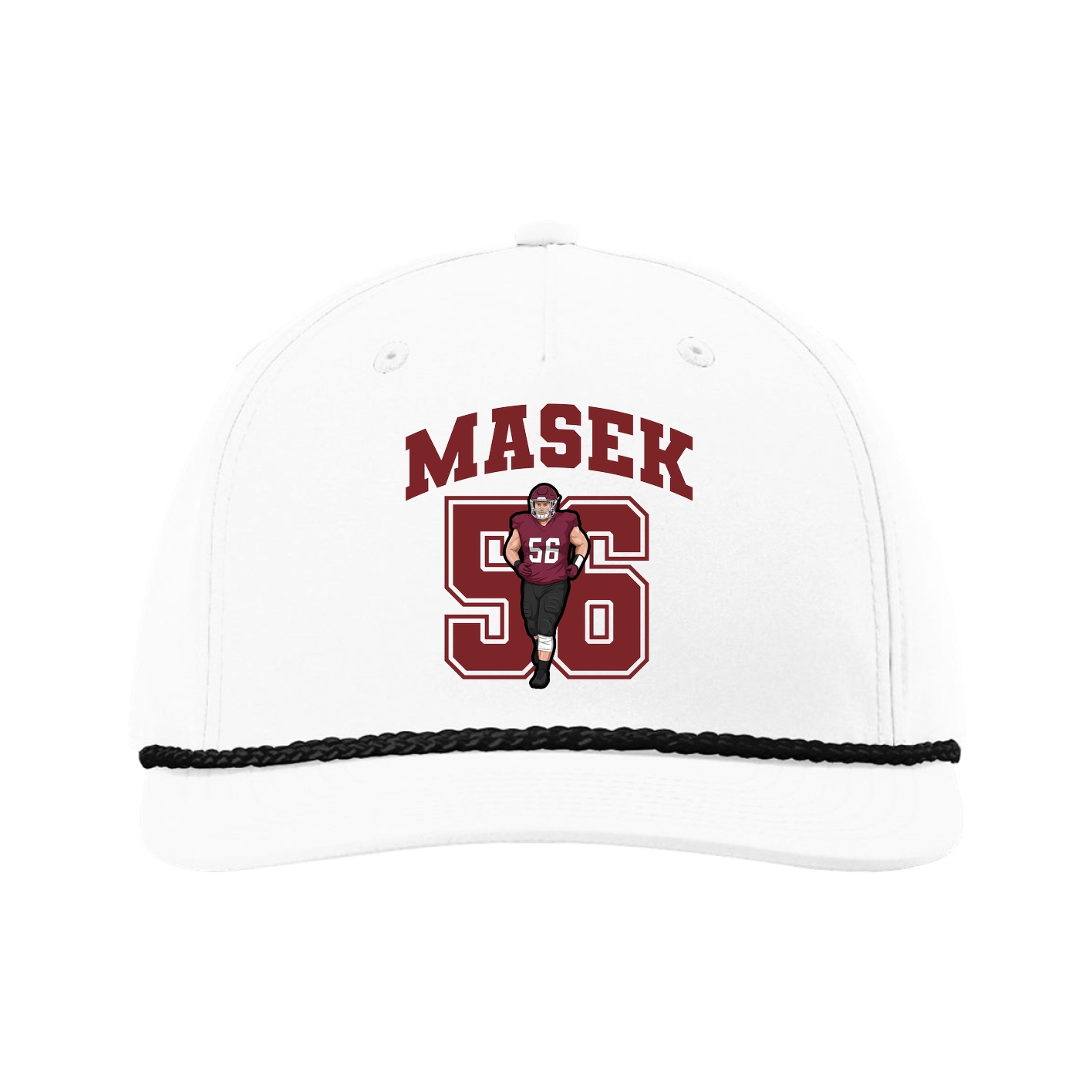 Five-Panel Classic Rope Cap — Number in White