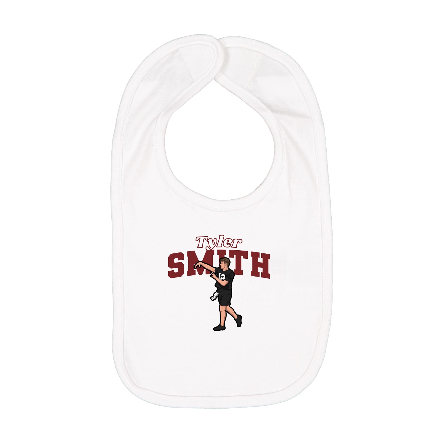 Infant Bib — Name Arch in White