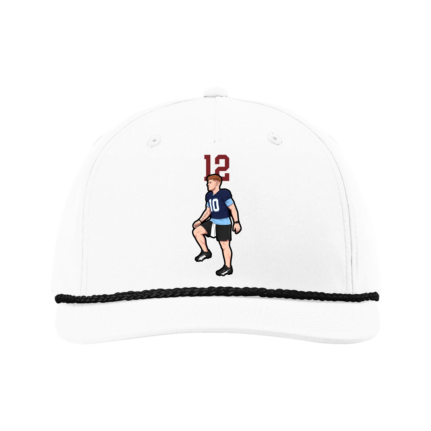 Five-Panel Classic Rope Cap — Number Top in White