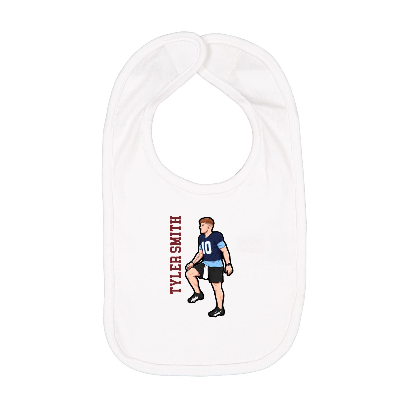 Infant Bib — Name Vertical in White