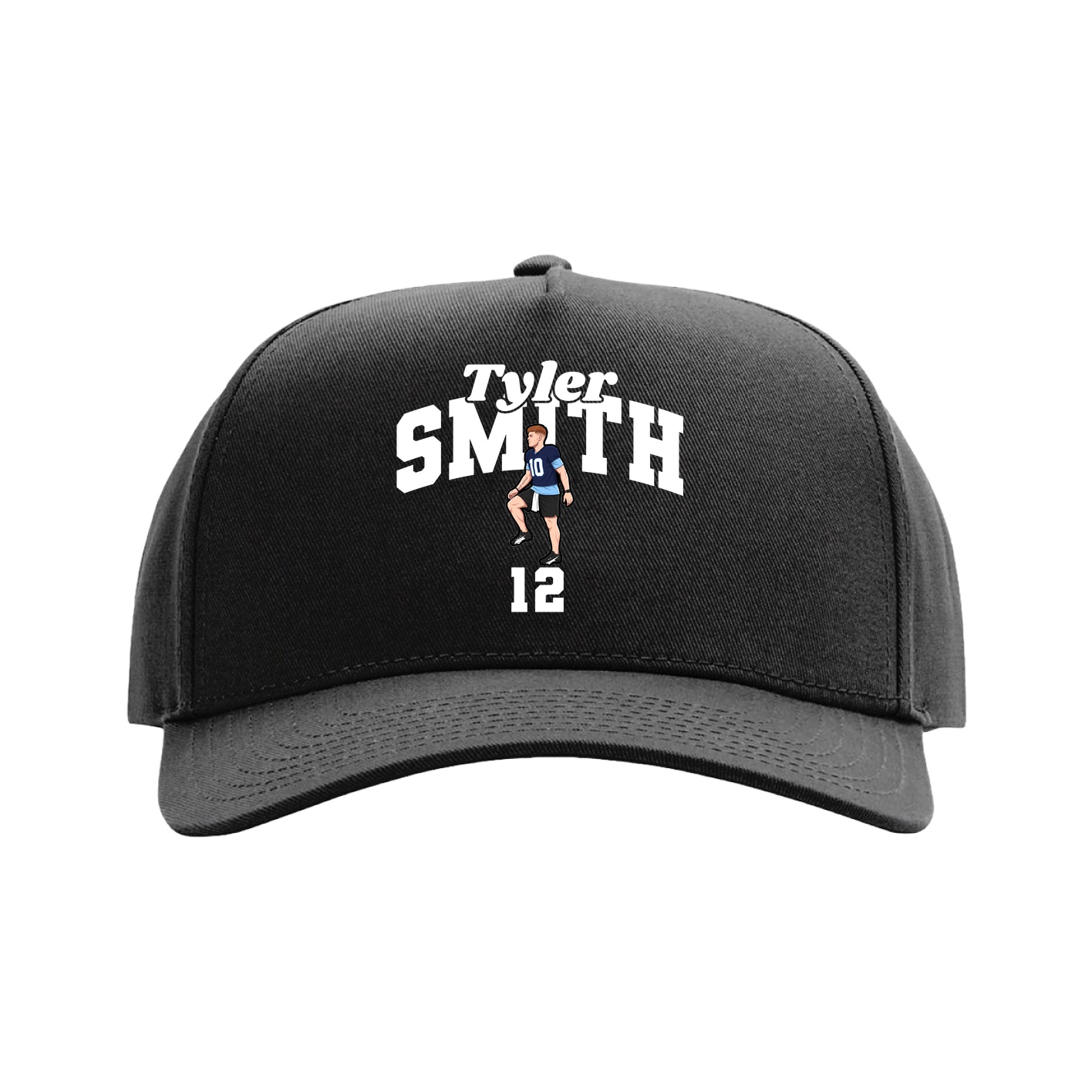 Full Fabric Five-Panel Champ Cap — Signature Arch in Black