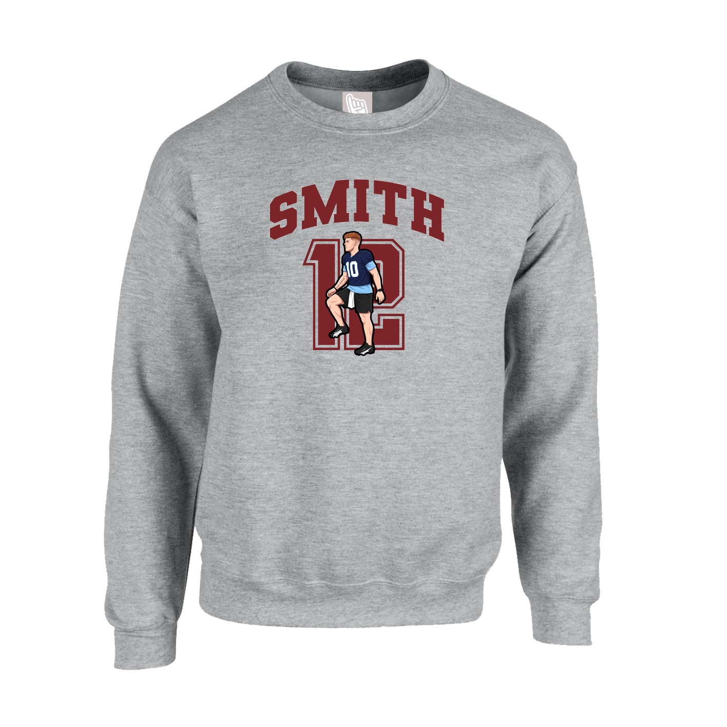 Fleece Crew — Number in Grey