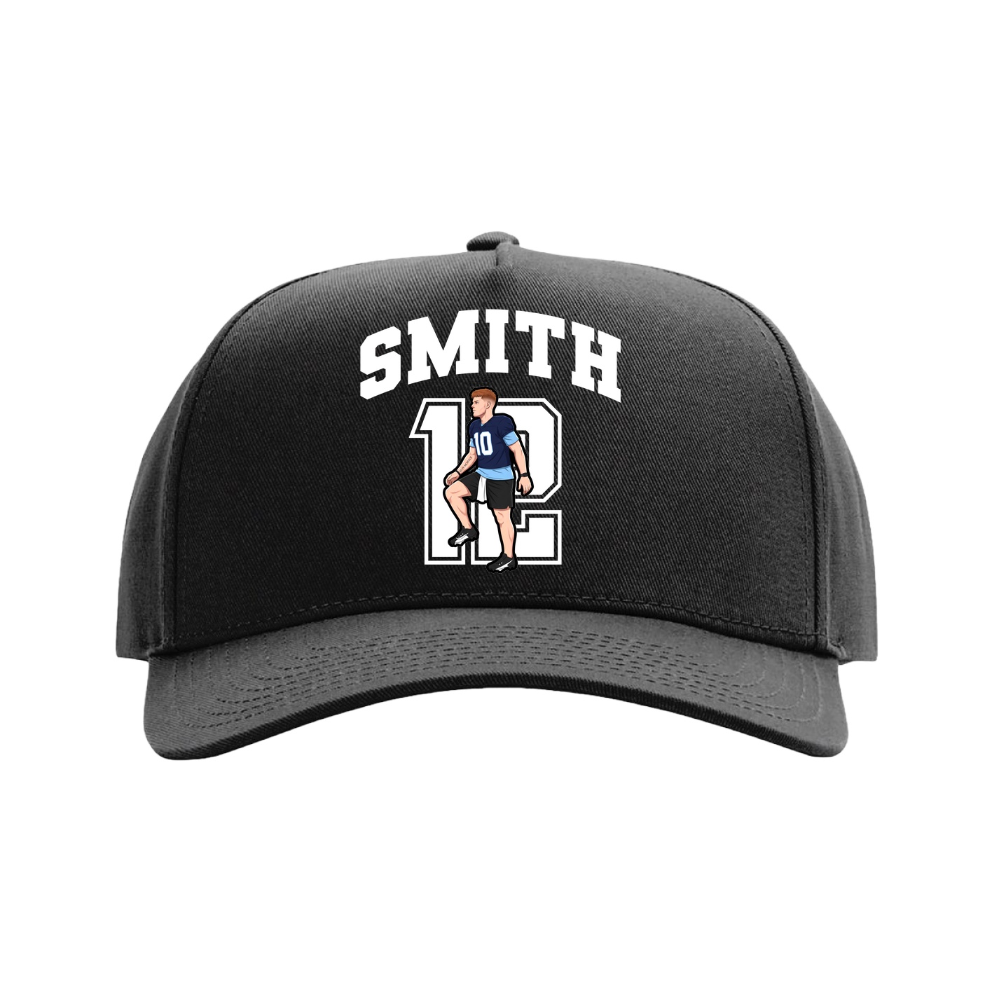 Full Fabric Five-Panel Champ Cap — Number in Black