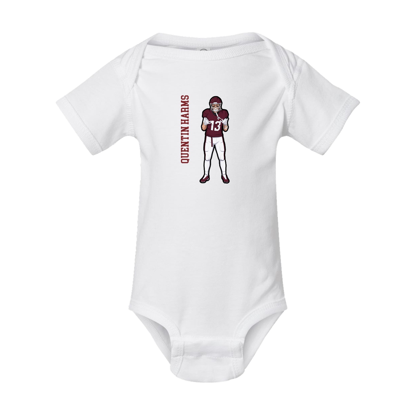 Baby Onesie — Name Vertical in White