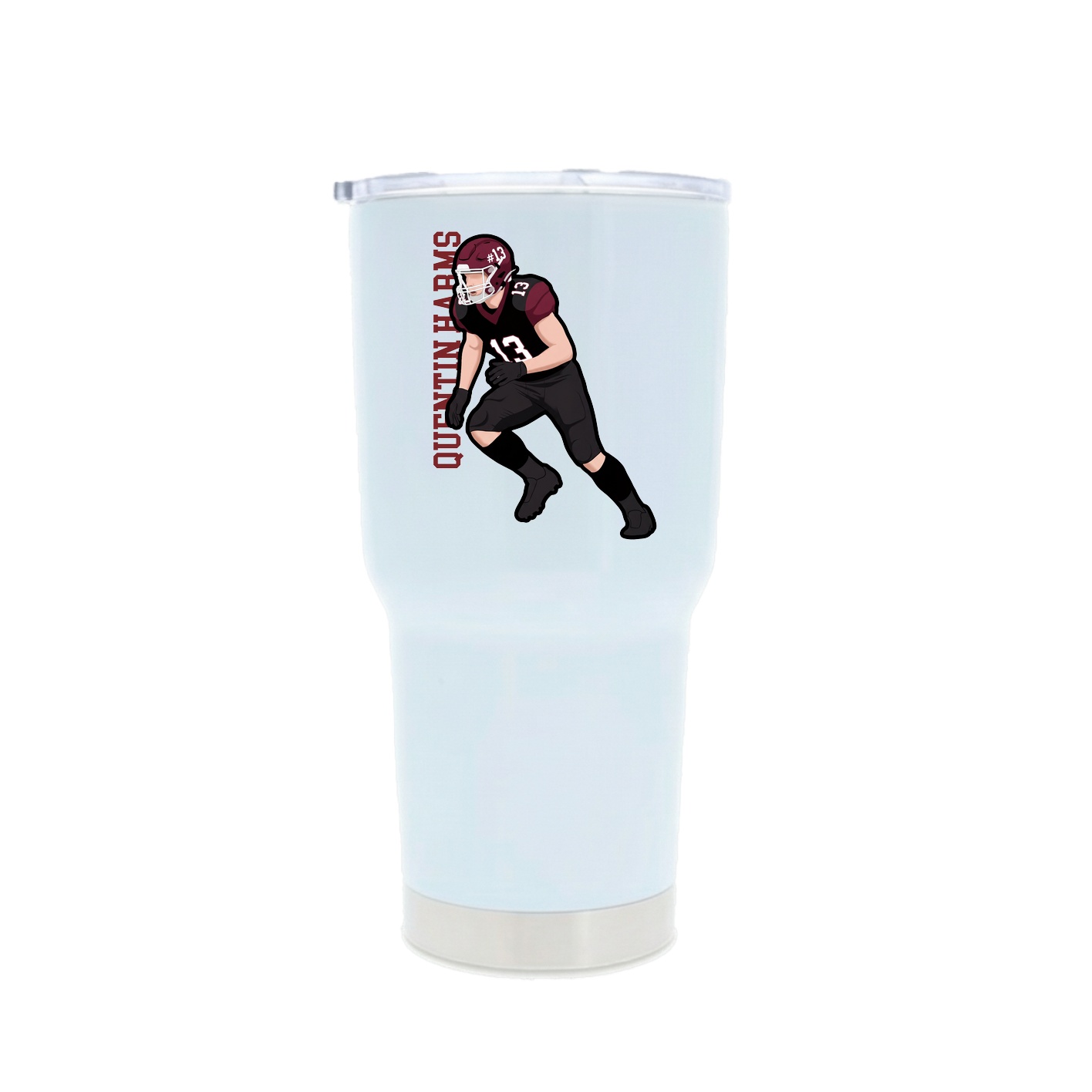 30oz Stainless Steel Tumbler — Name Vertical in White