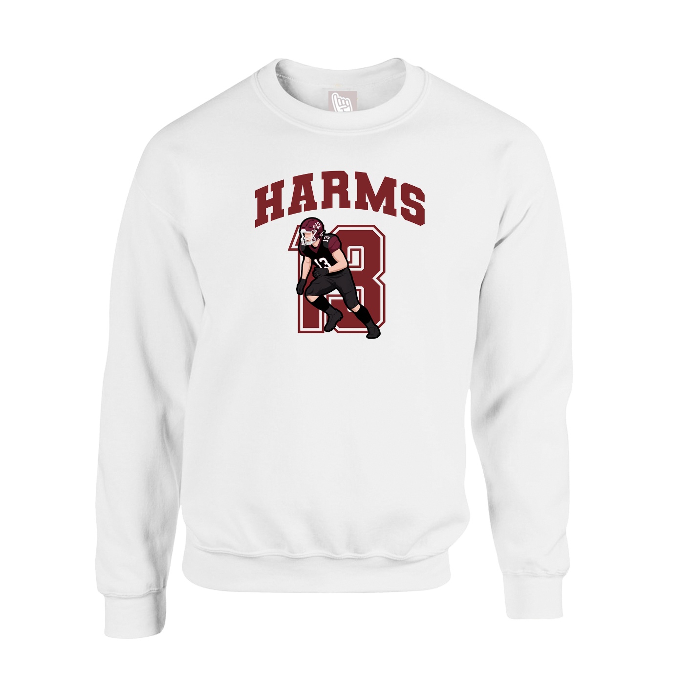 Fleece Crew — Number in White