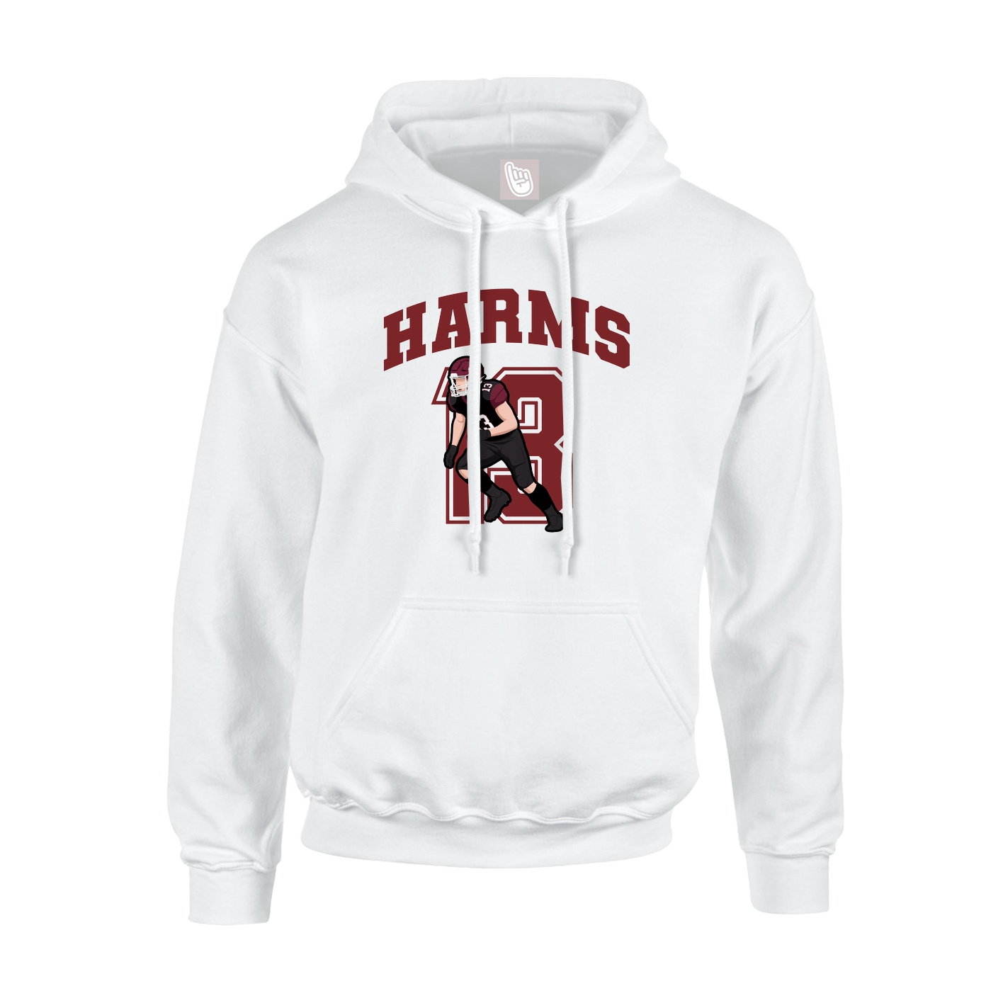 Youth Hoodie — Number in White