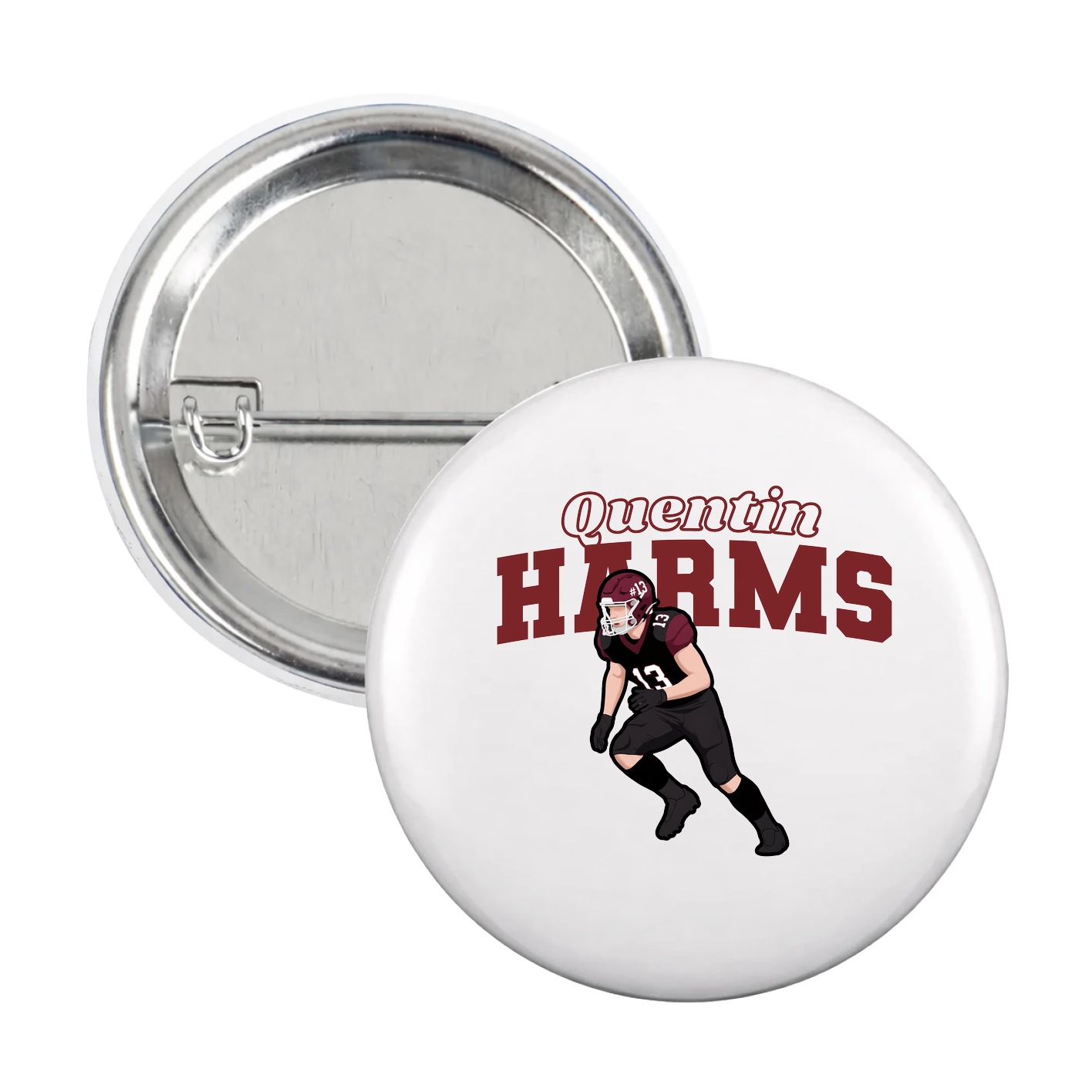 Game Day Button — Name Arch in White