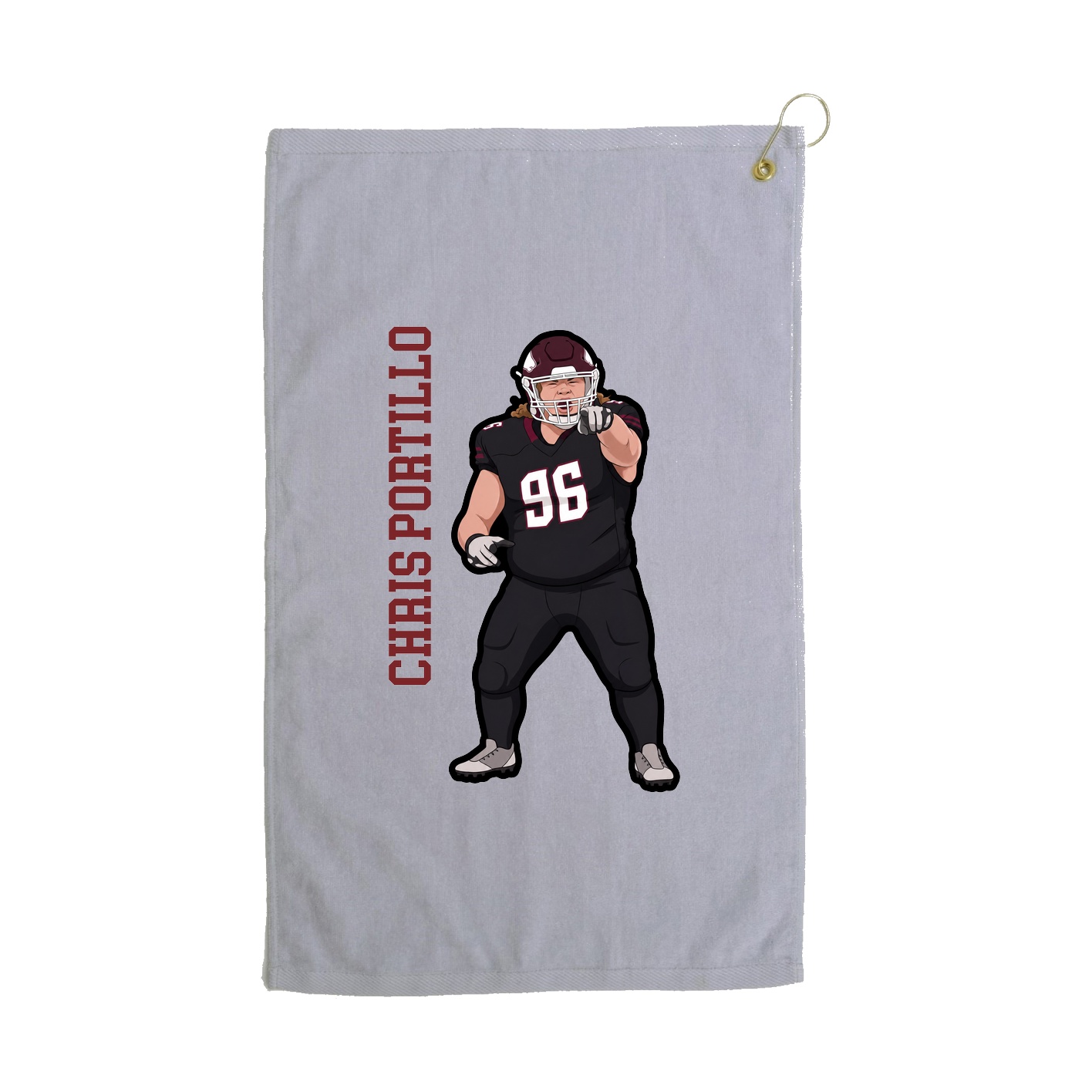 Golf Towel — Name Vertical in Grey