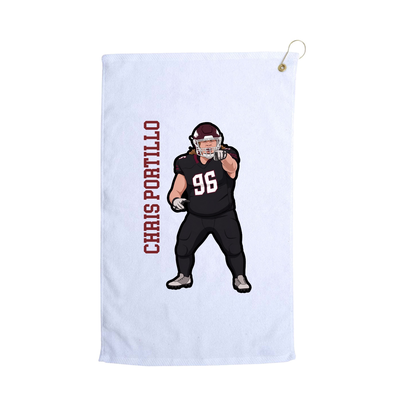 Golf Towel — Name Vertical in White