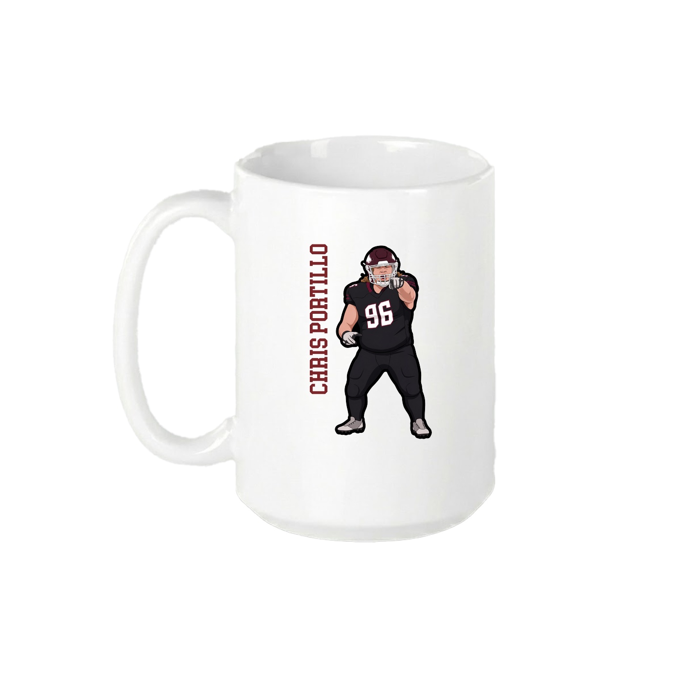 15oz Coffee Mug — Name Vertical in White
