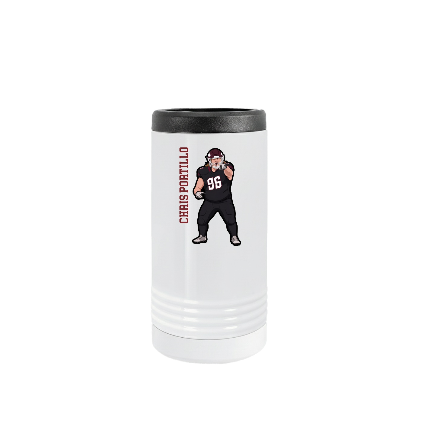 Slim Beverage Holder — Name Vertical in White