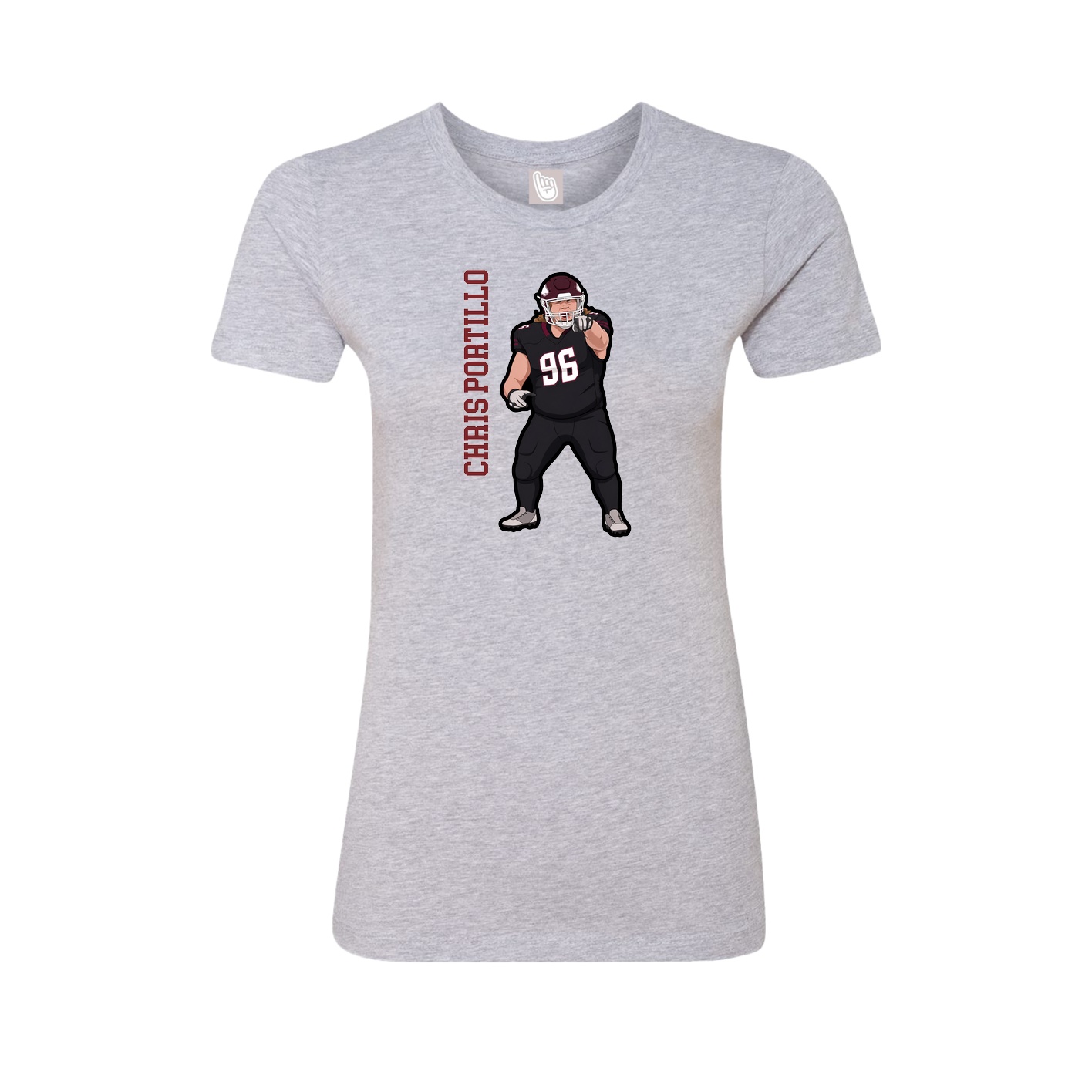 Fitted Women's Tee — Name Vertical in Grey