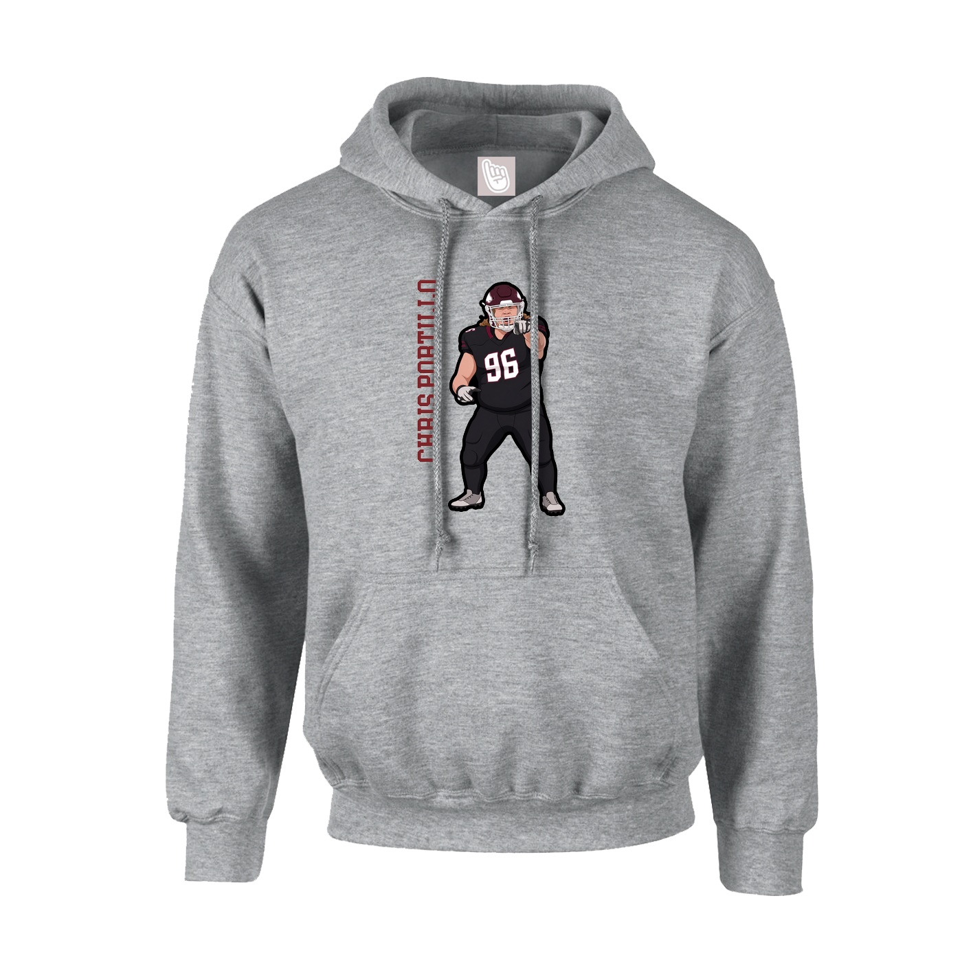 Youth Hoodie — Name Vertical in Grey