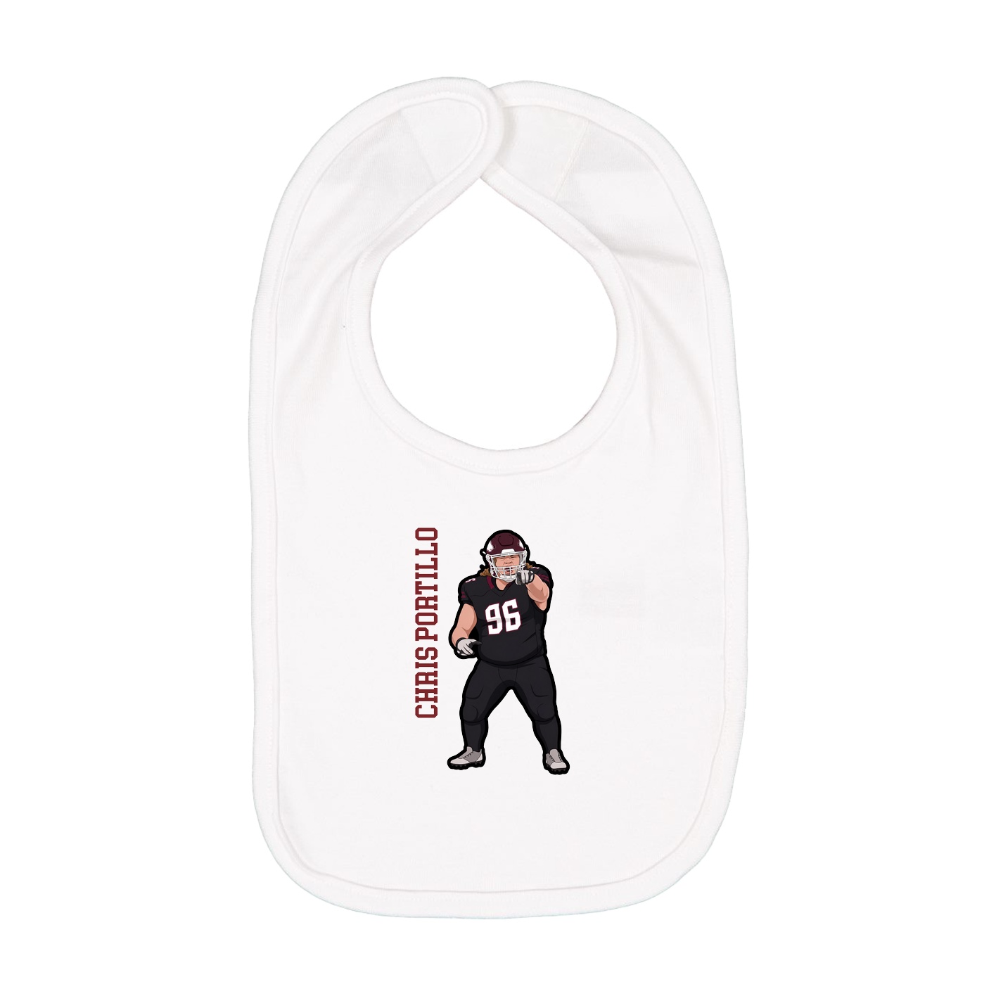 Infant Bib — Name Vertical in White