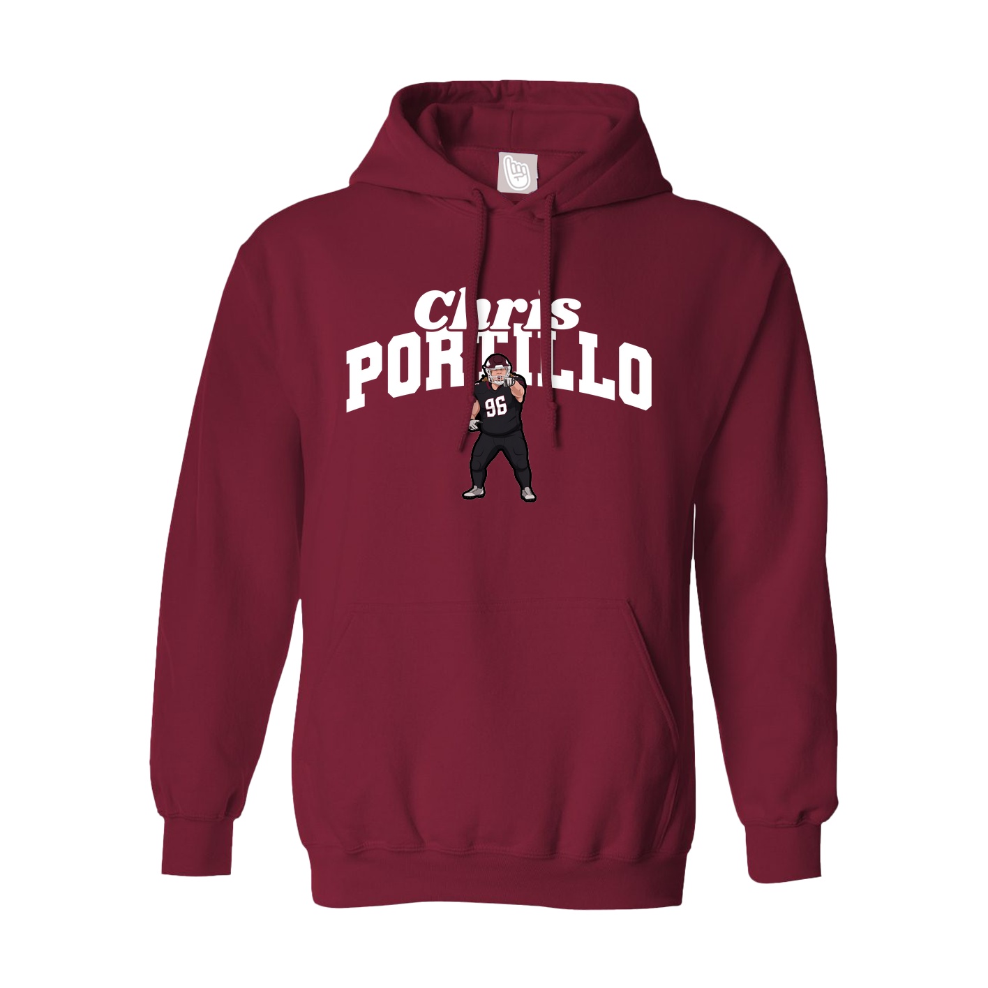 Hoodie — Signature Arch in Cardinal