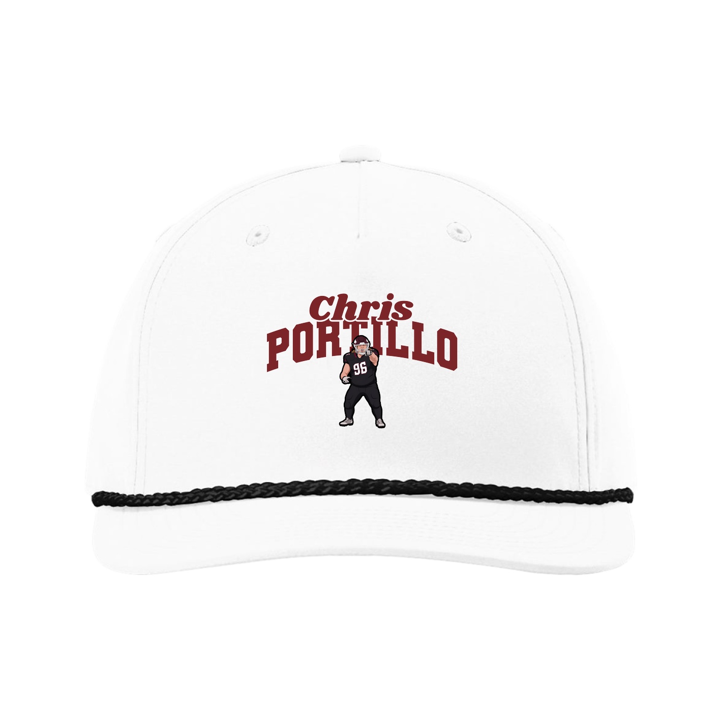 Five-Panel Classic Rope Cap — Signature Arch in White