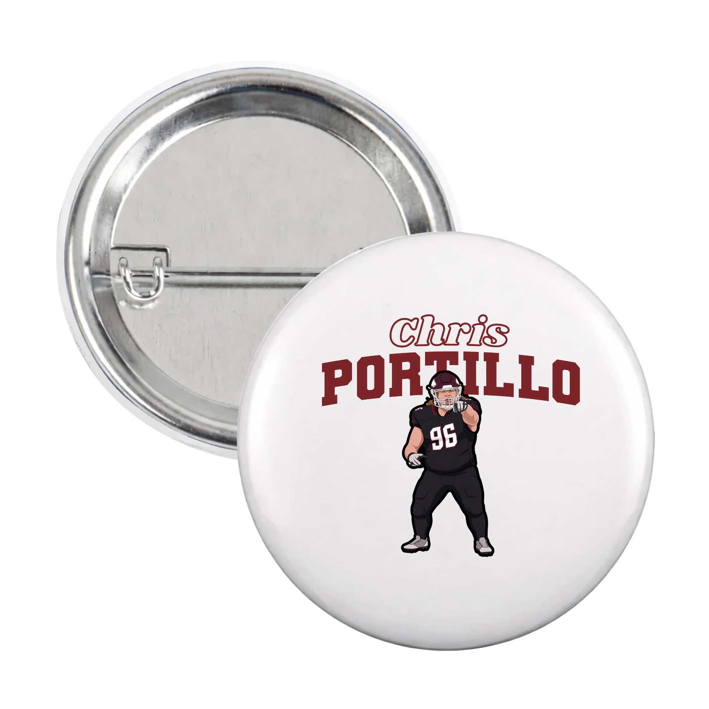 Game Day Button — Name Arch in White