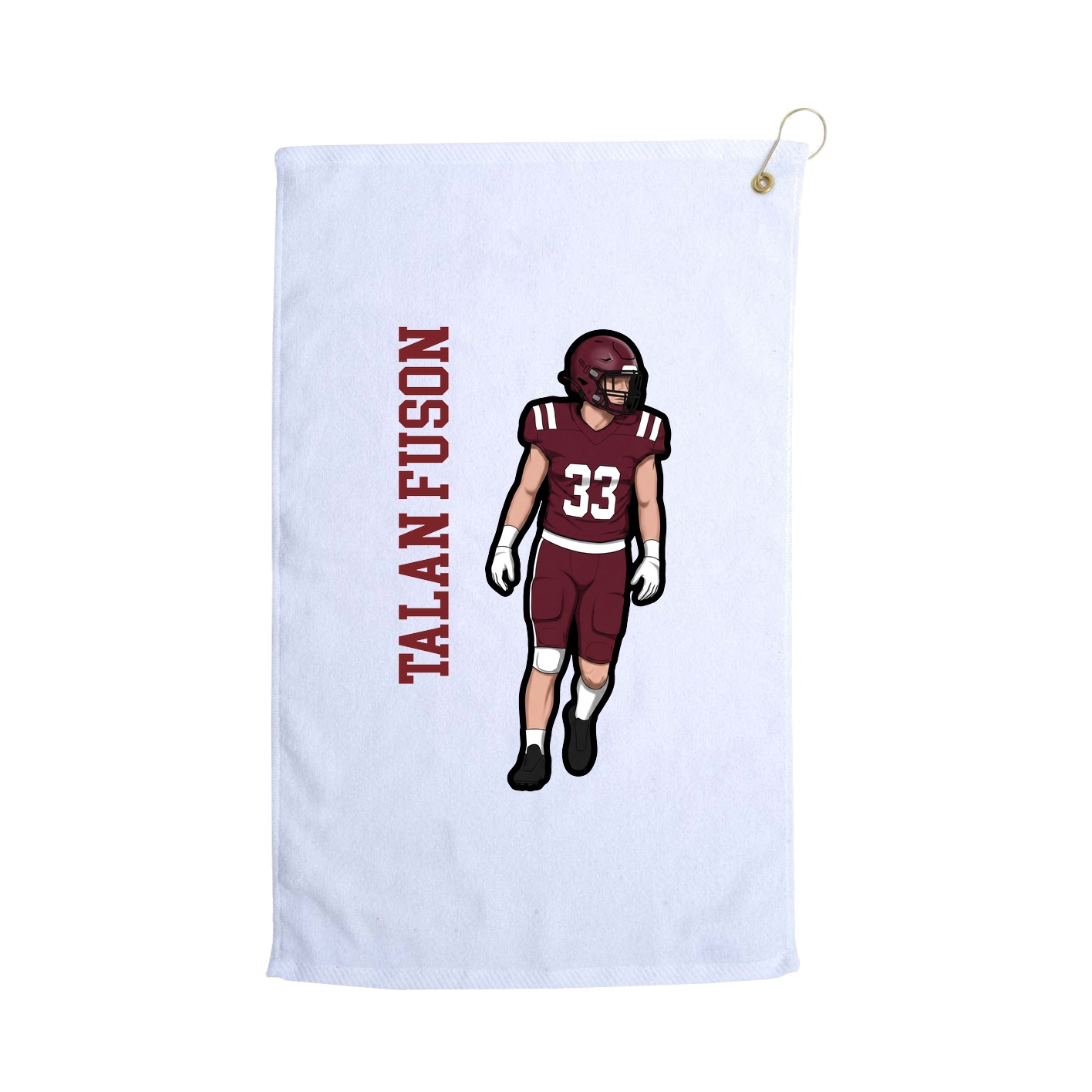 Golf Towel — Name Vertical in White