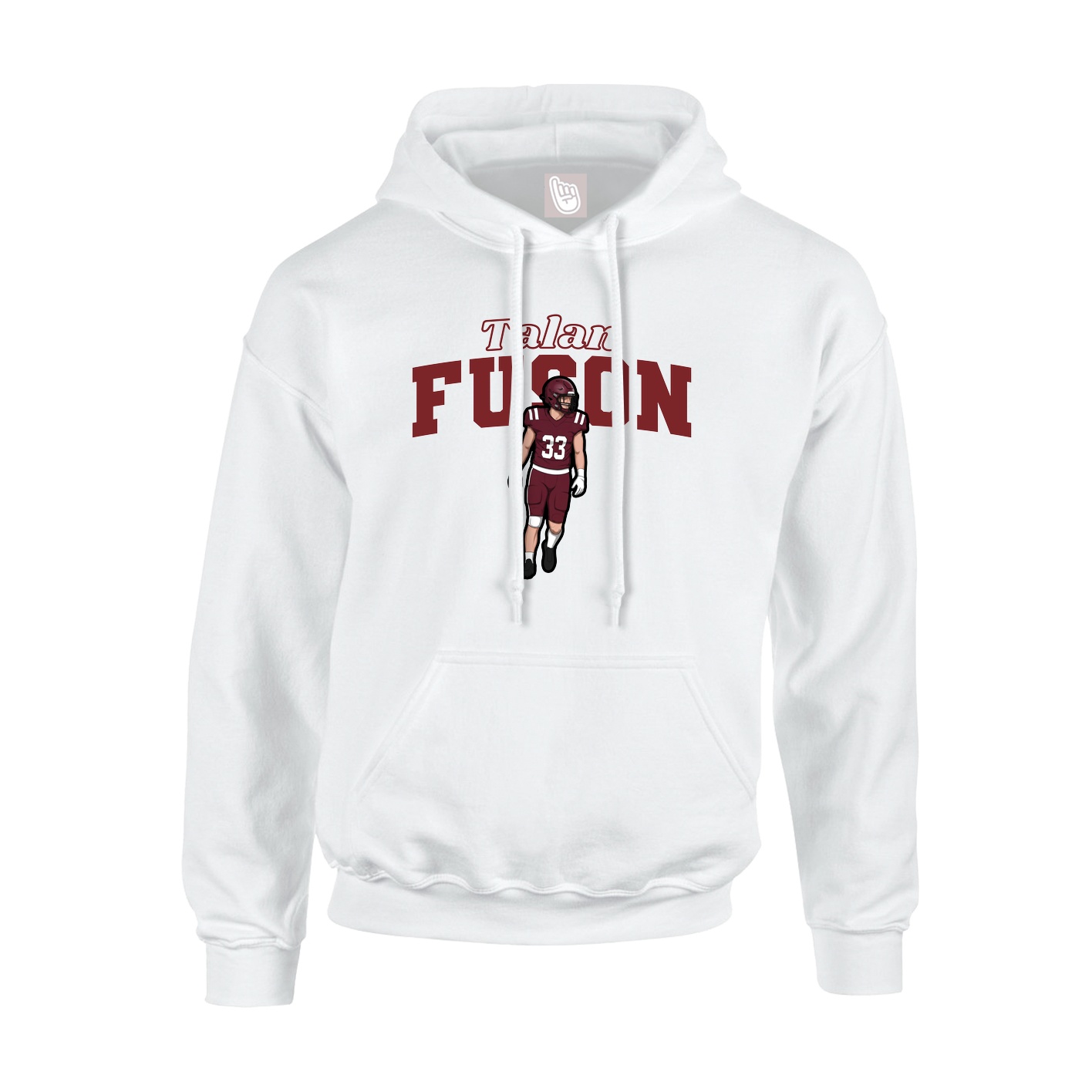 Youth Hoodie — Name Arch in White