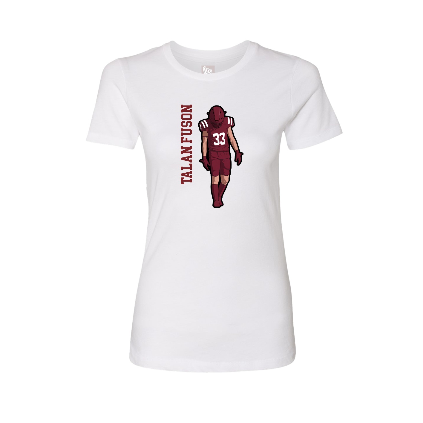 Fitted Women's Tee — Name Vertical in White