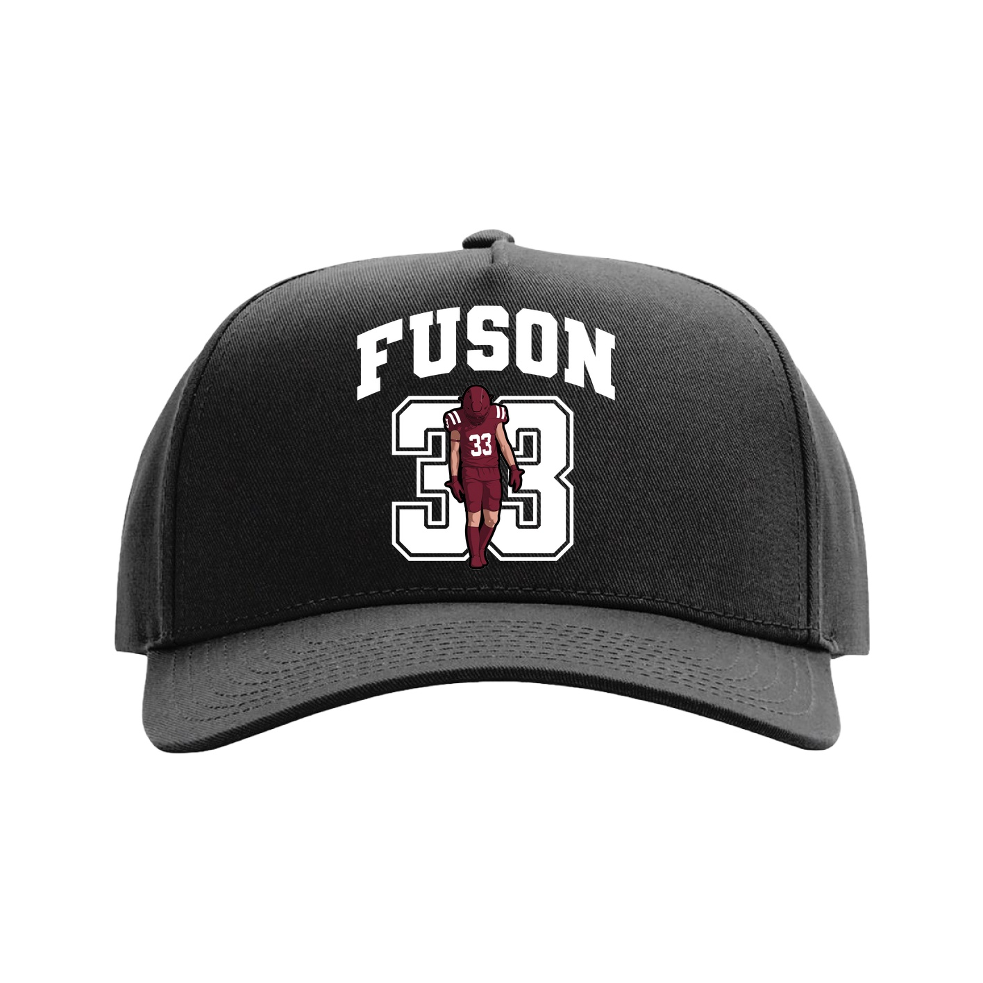 Full Fabric Five-Panel Champ Cap — Number in Black