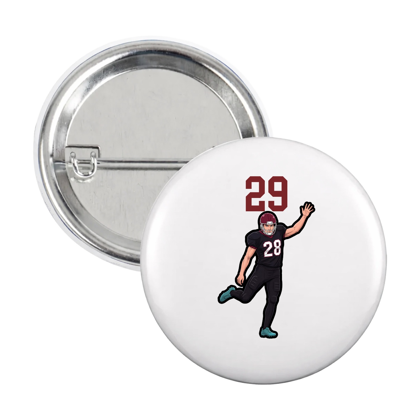 Game Day Button — Number Top in White