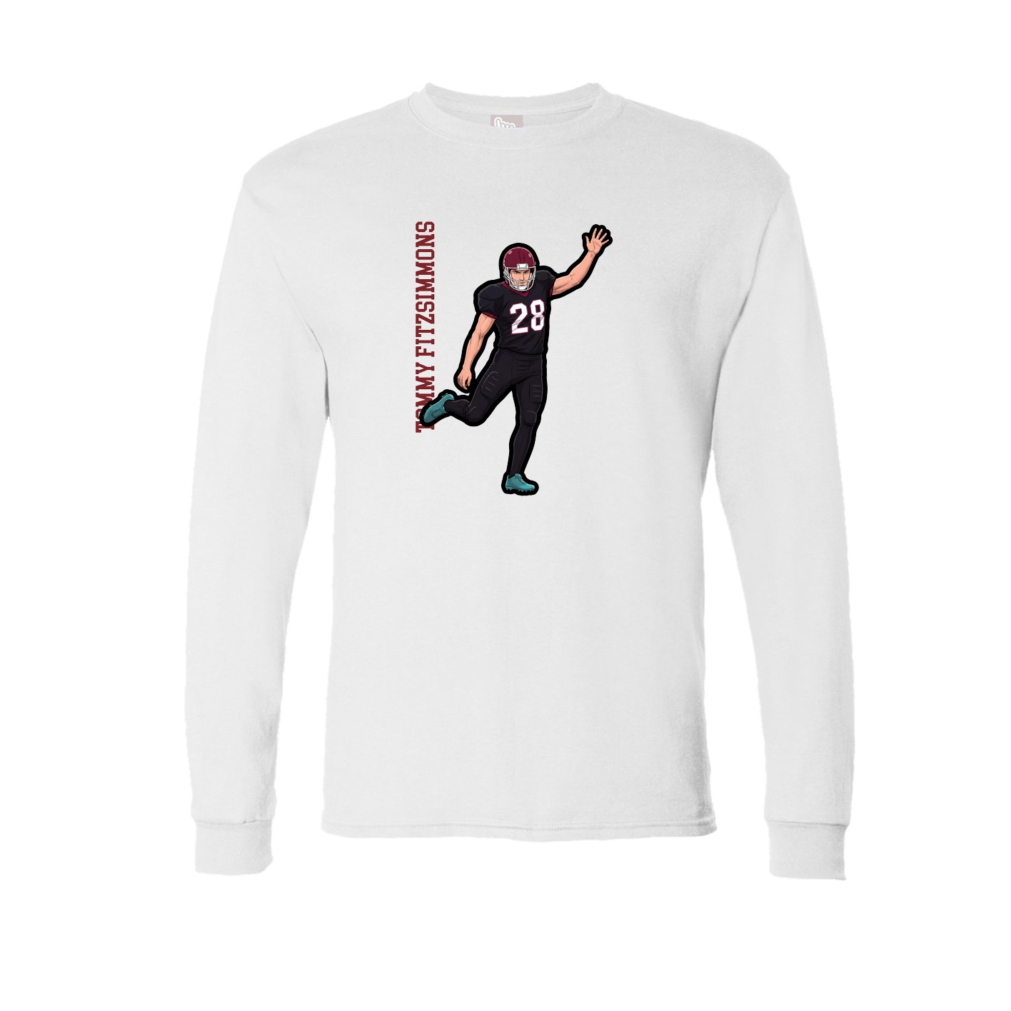 Long Sleeve Tee — Name Vertical in White