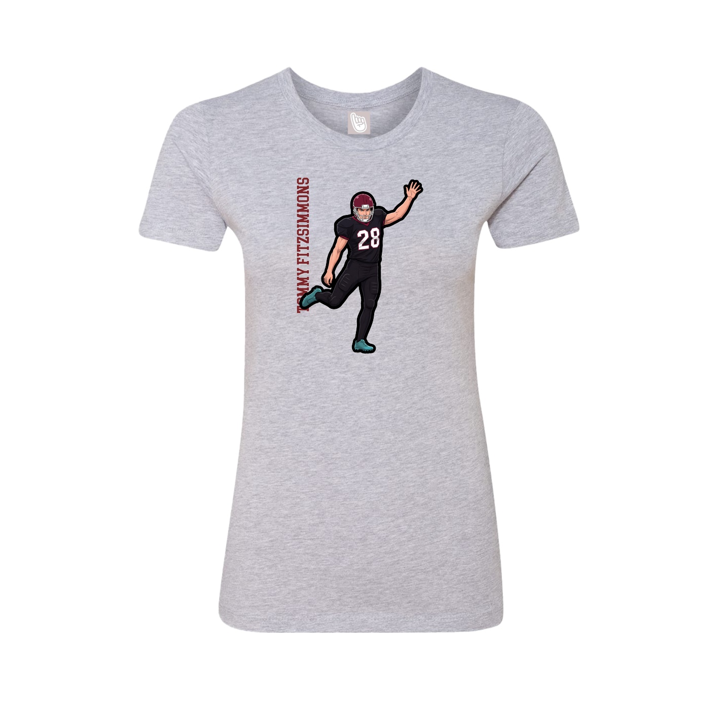 Fitted Women's Tee — Name Vertical in Grey