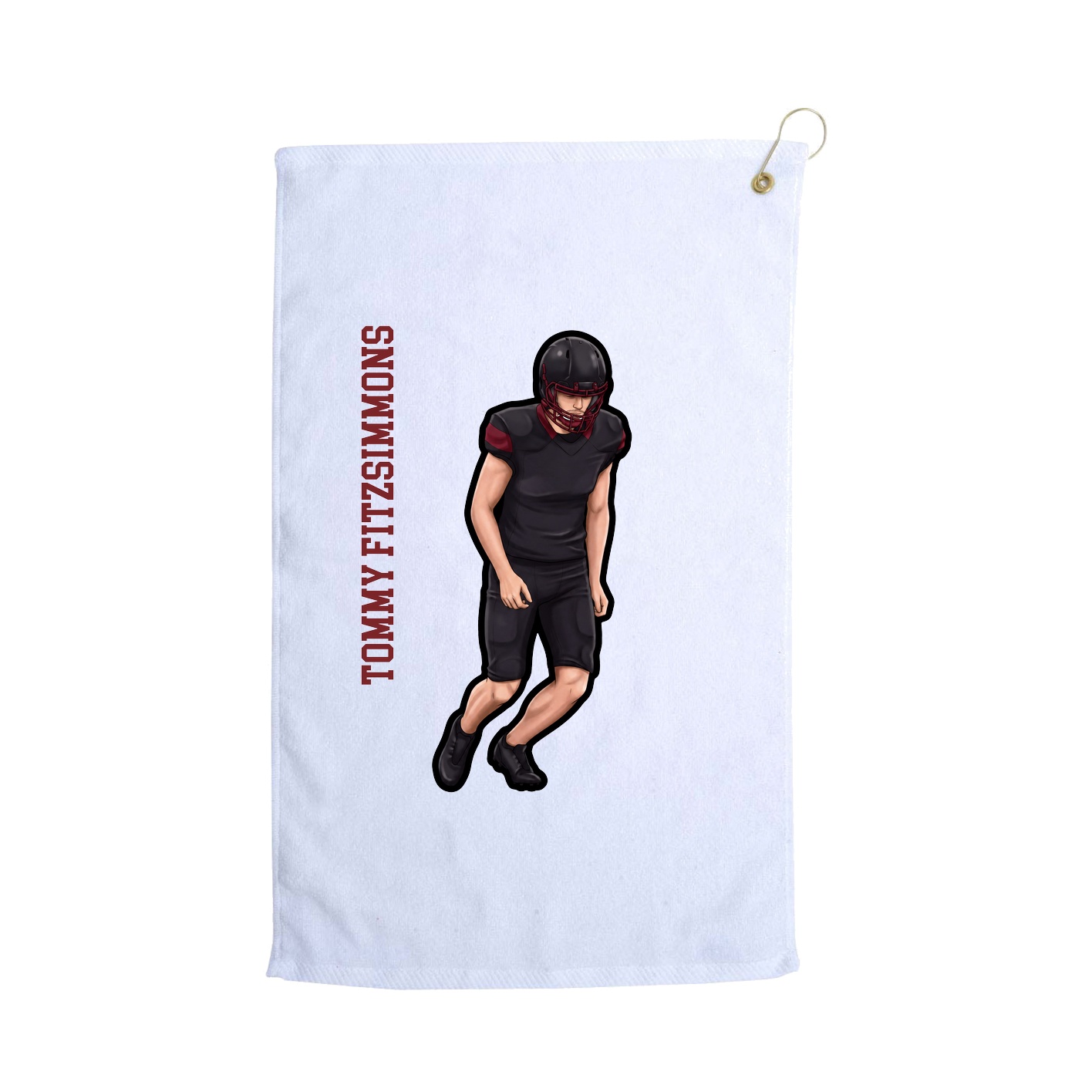 Golf Towel — Name Vertical in White