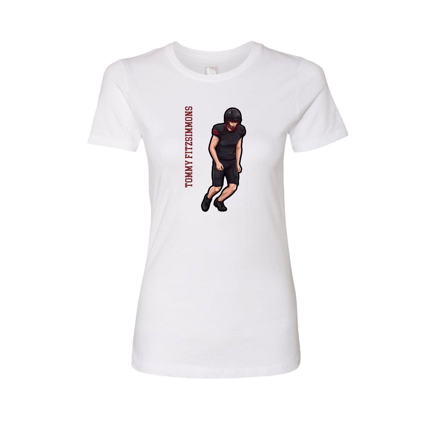 Fitted Women's Tee — Name Vertical in White