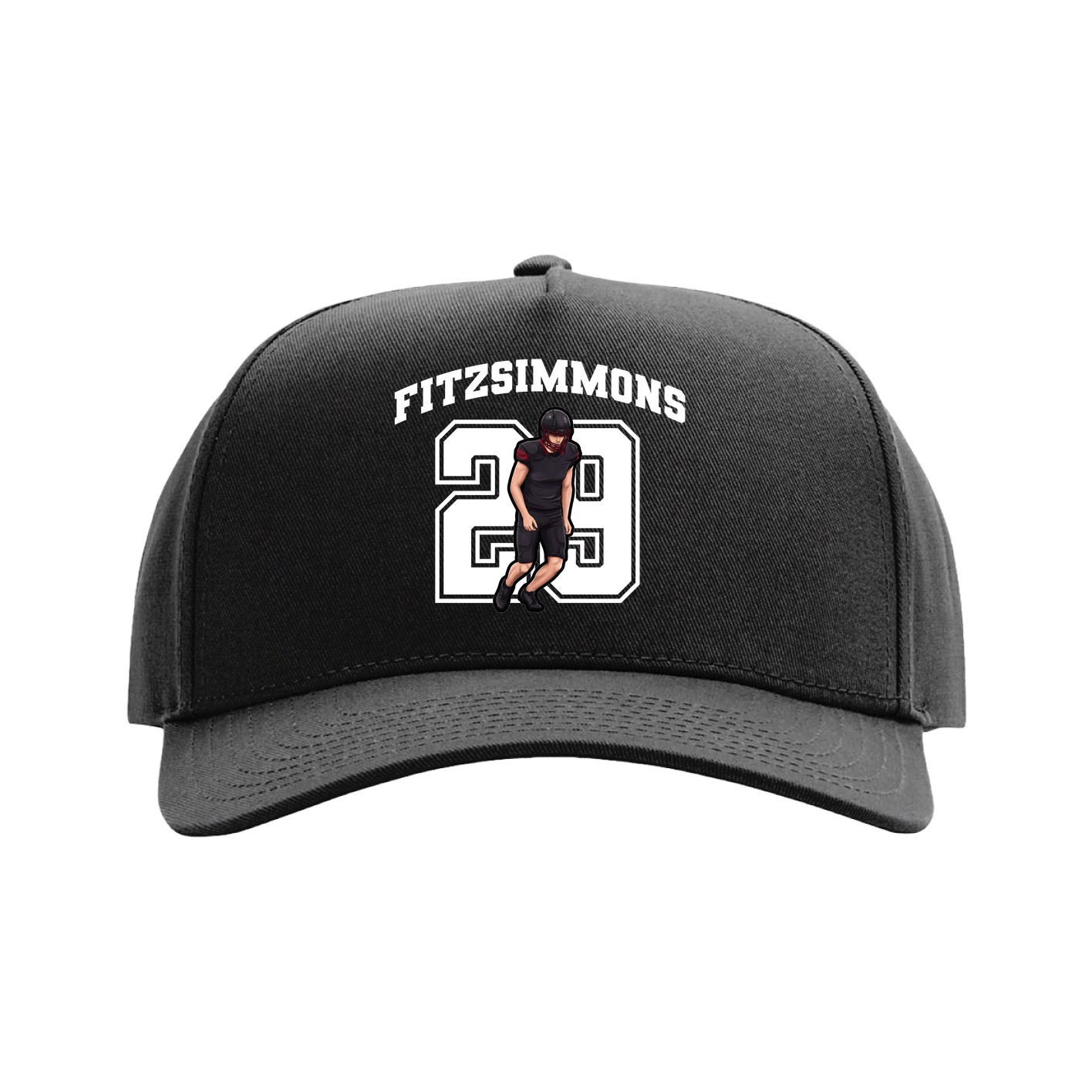 Full Fabric Five-Panel Champ Cap — Number in Black