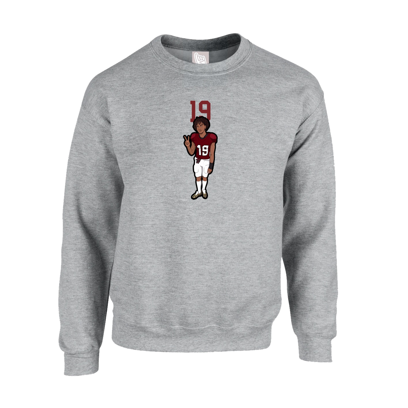 Fleece Crew — Number Top in Grey