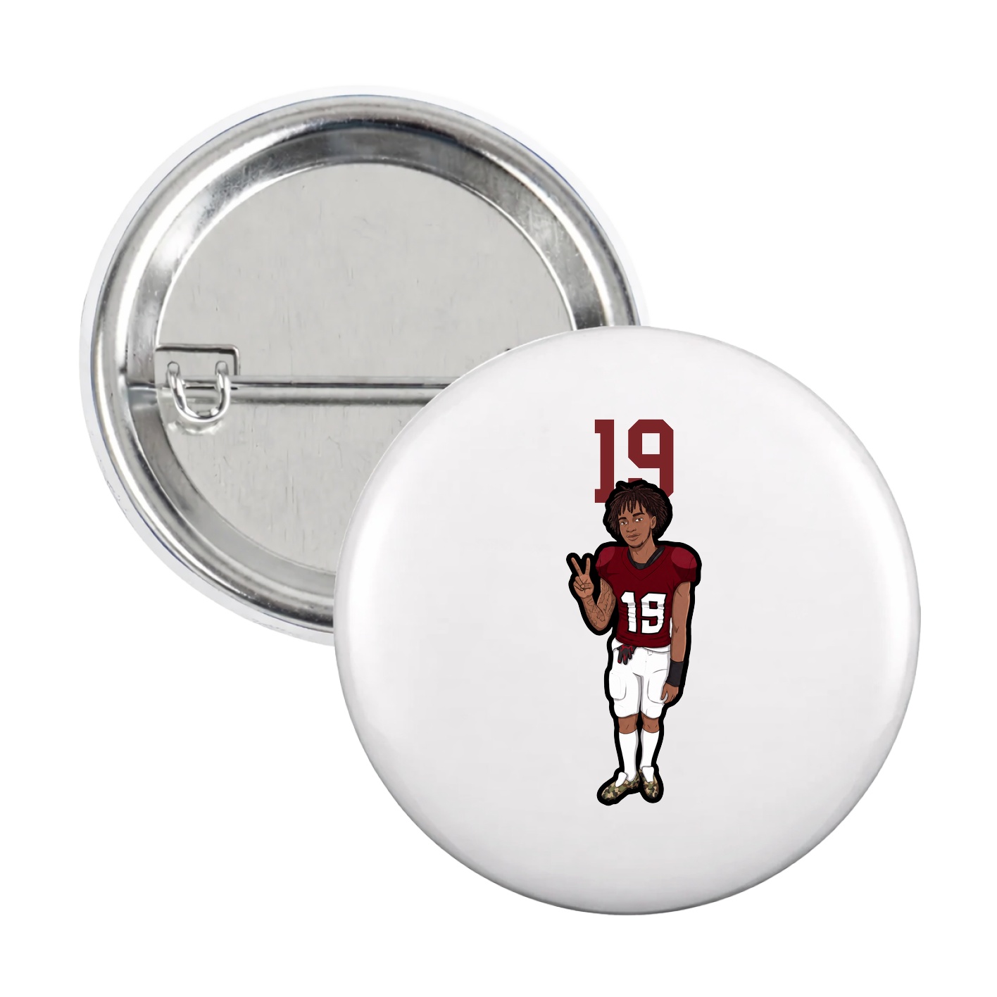 Game Day Button — Number Top in White