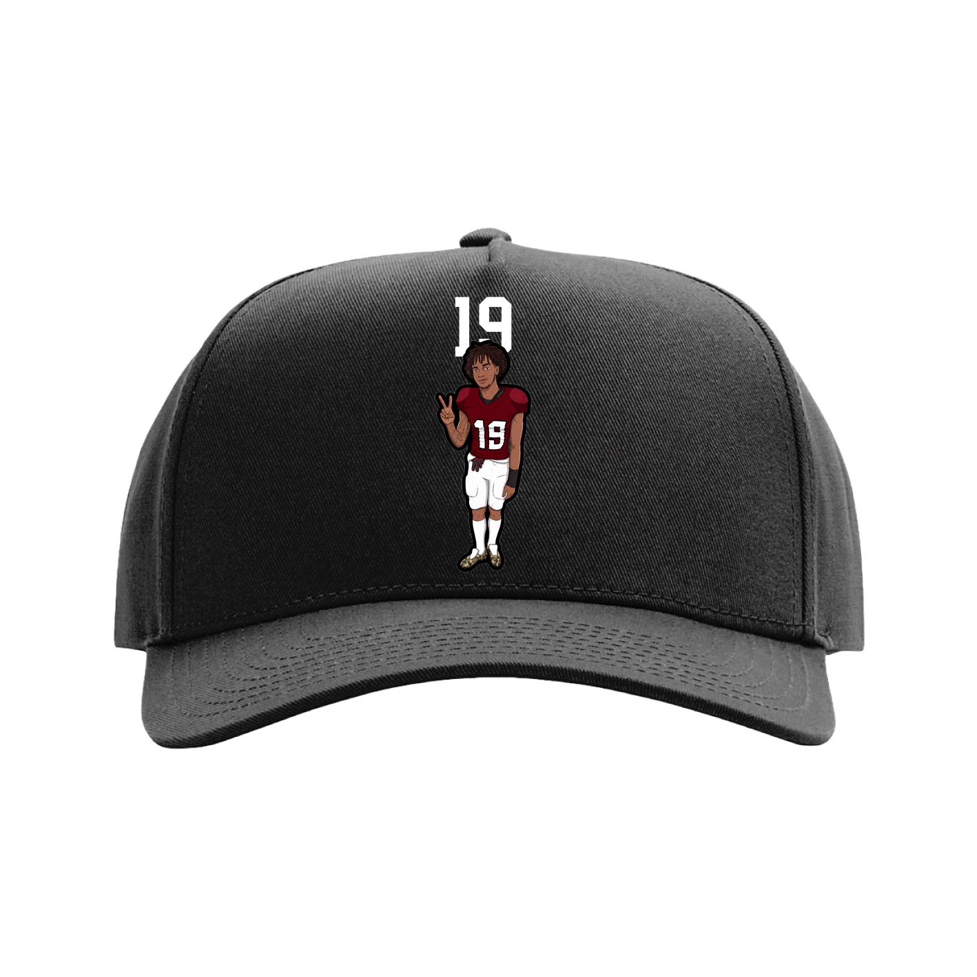 Full Fabric Five-Panel Champ Cap — Number Top in Black