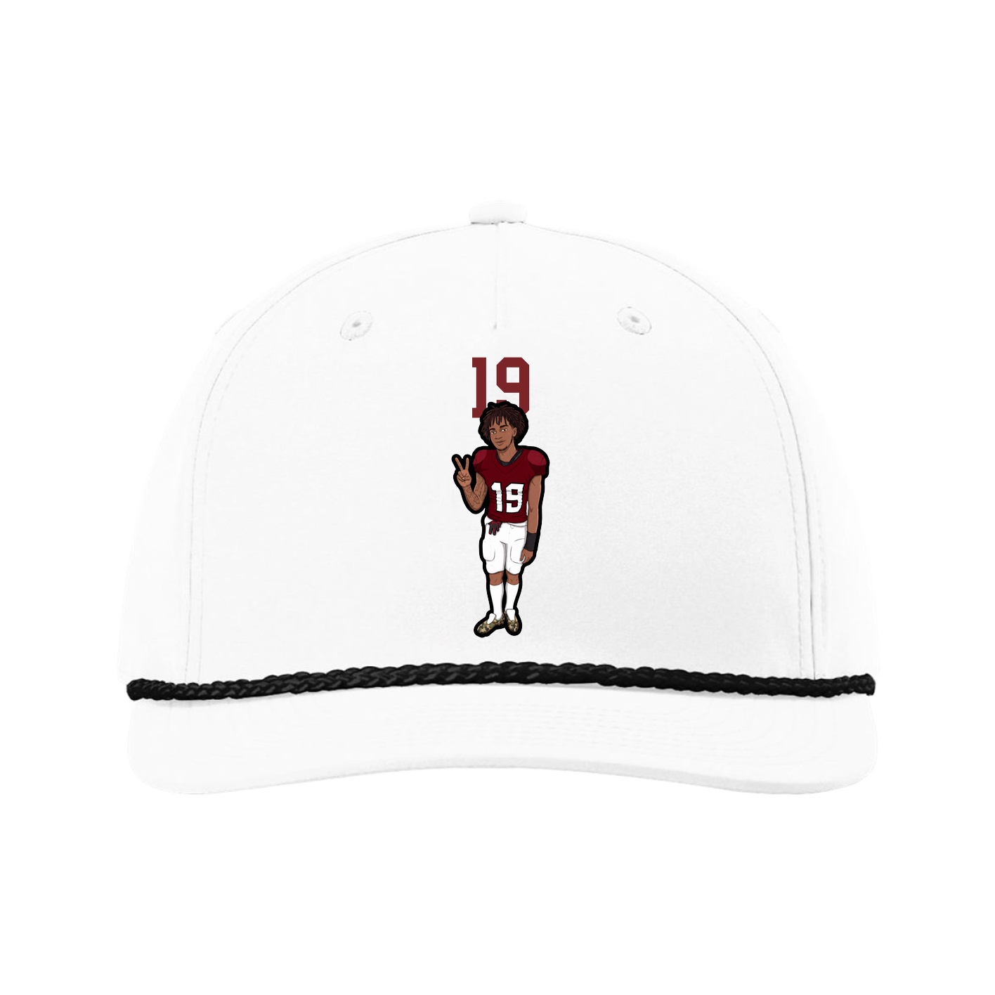 Five-Panel Classic Rope Cap — Number Top in White