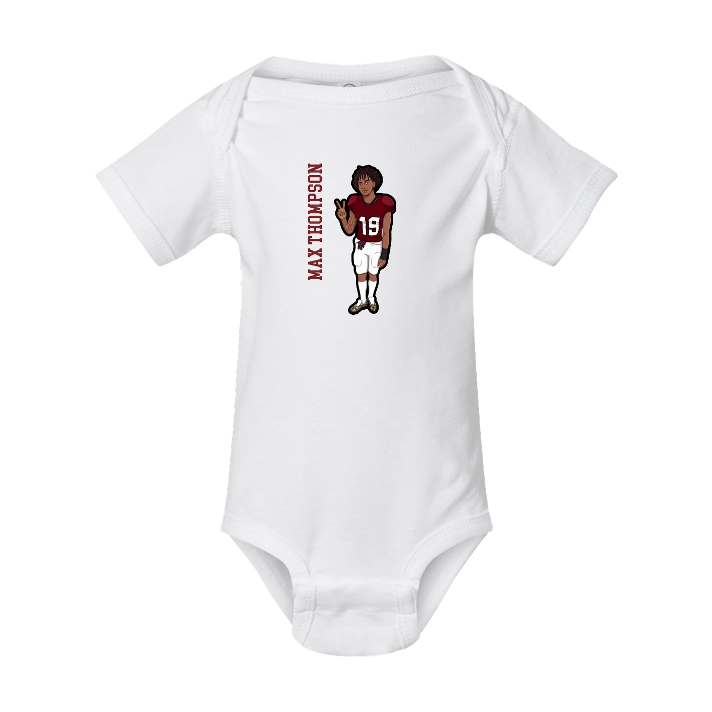 Baby Onesie — Name Vertical in White